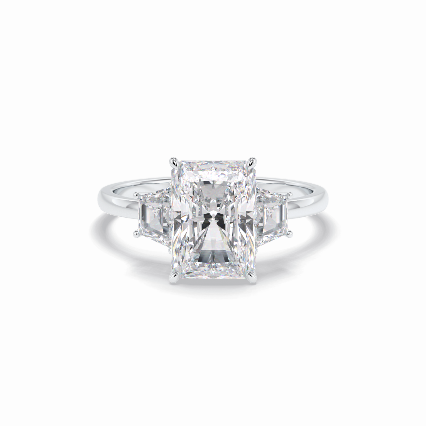 3.0 CT Radiant Cut Three Stones Style Moissanite Engagement Rings