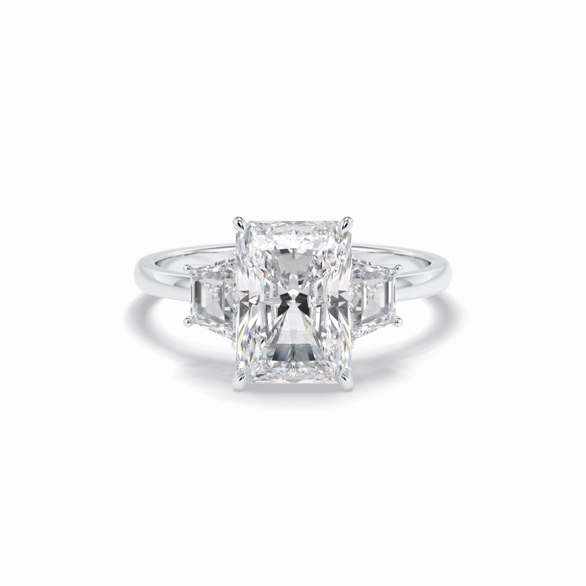 3.0 CT Radiant Cut Three Stones Style Moissanite Engagement Rings