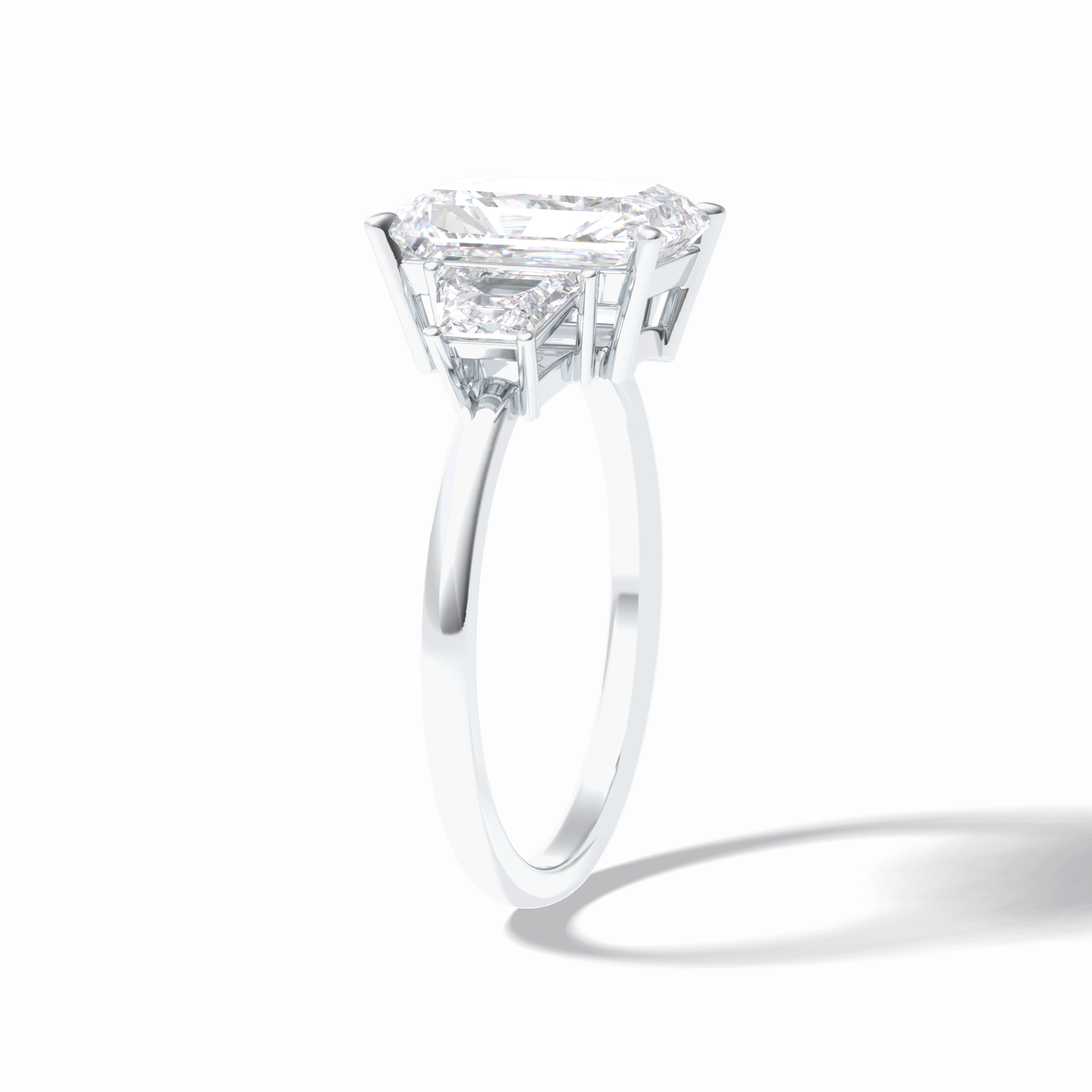 3.0 CT Radiant Cut Three Stones Style Moissanite Engagement Rings