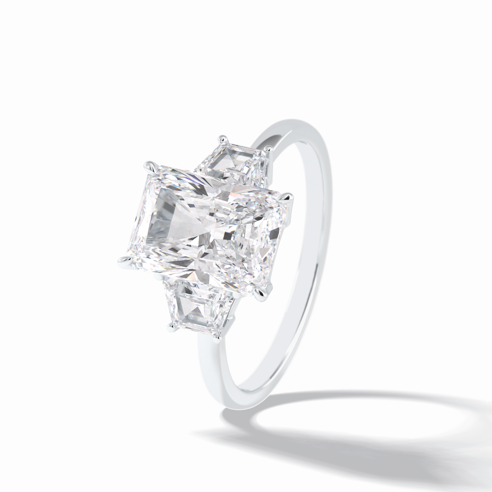 3.0 CT Radiant Cut Three Stones Style Moissanite Engagement Rings