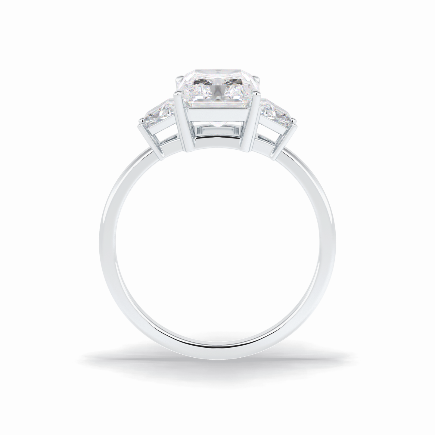 3.0 CT Radiant Cut Three Stones Style Moissanite Engagement Rings