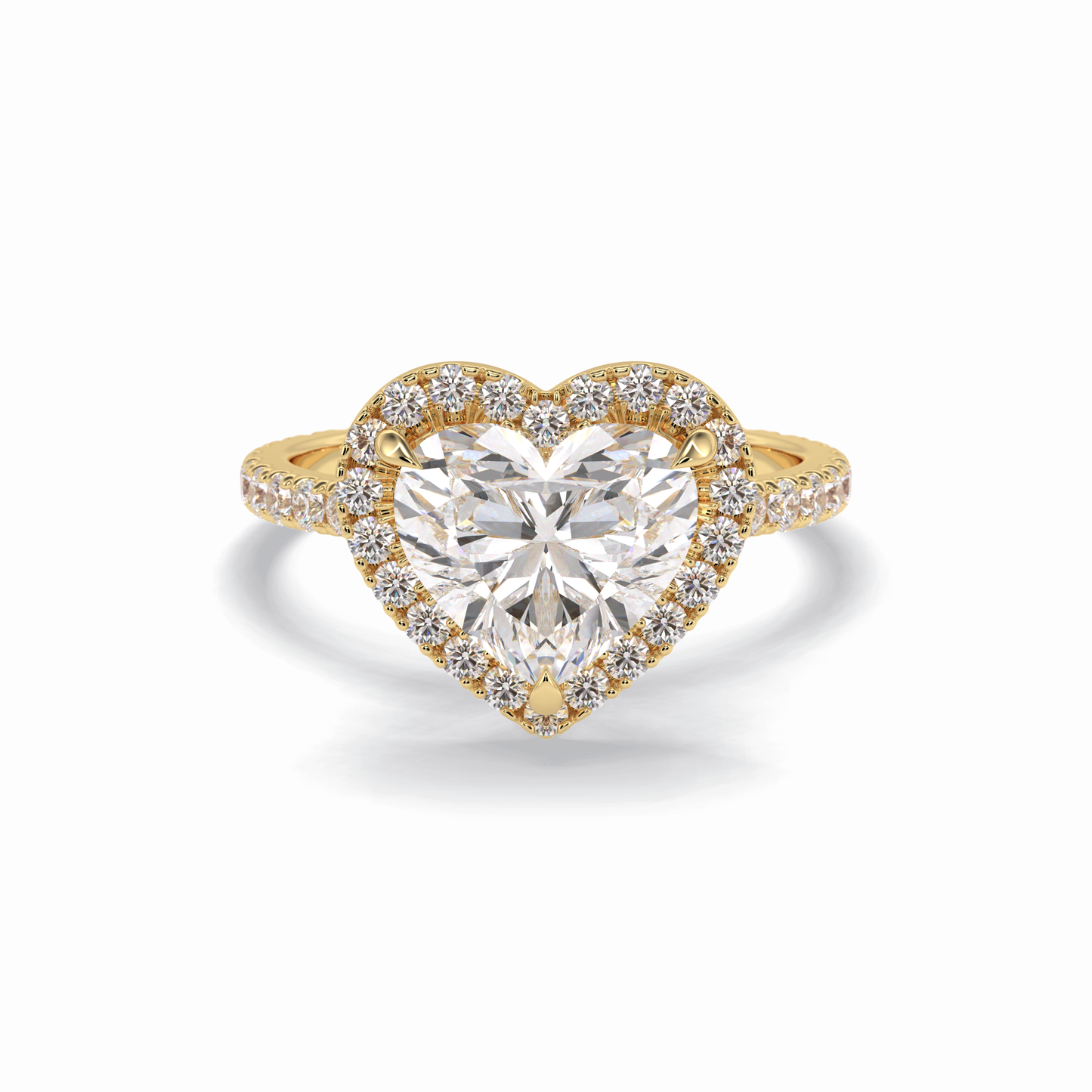 2.55 CT Heart Cut Halo & Pave Style Moissanite Engagement Rings