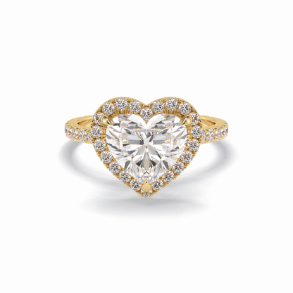 2.55 CT Heart Cut Halo & Pave Style Moissanite Engagement Rings