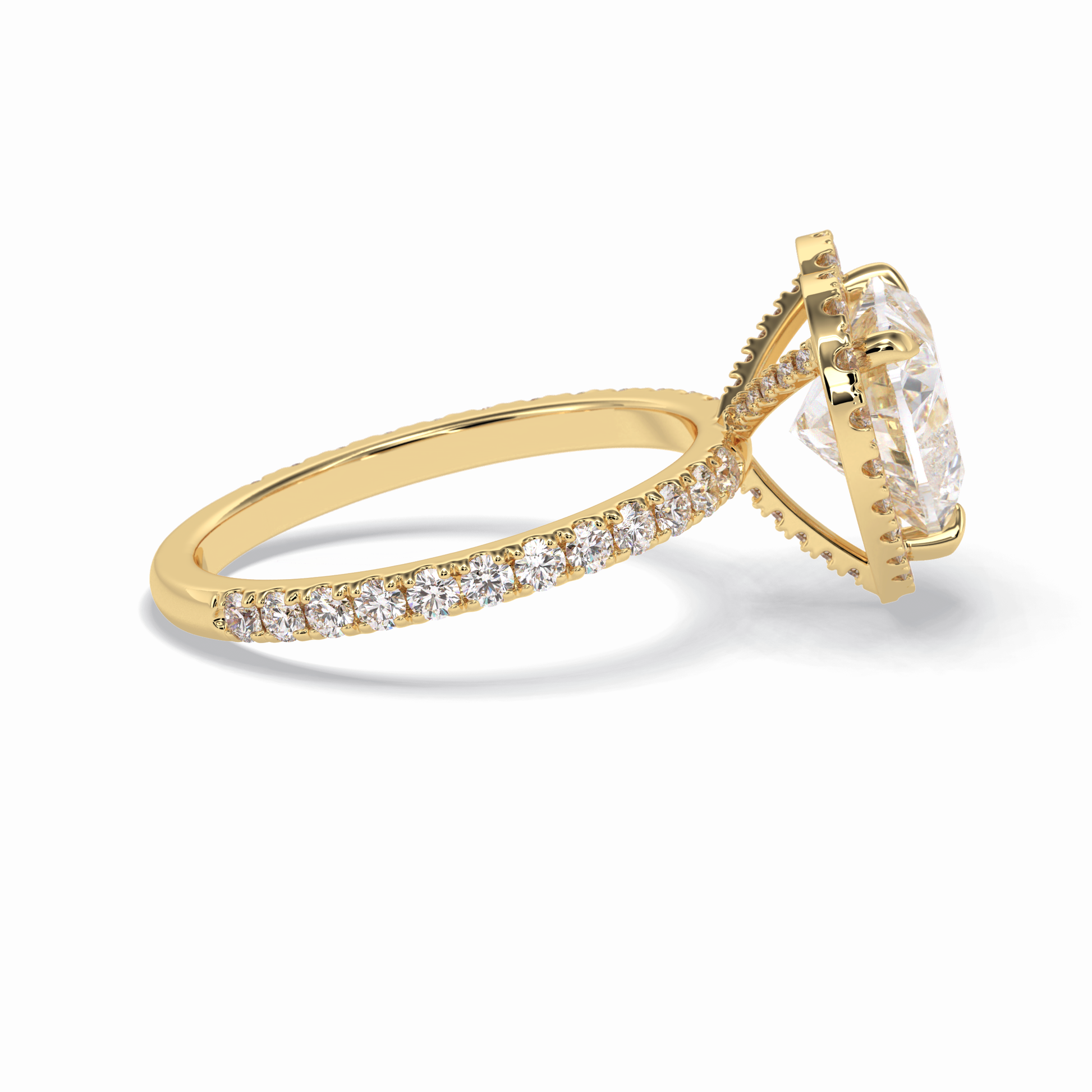 2.55 CT Heart Cut Halo & Pave Style Moissanite Engagement Rings
