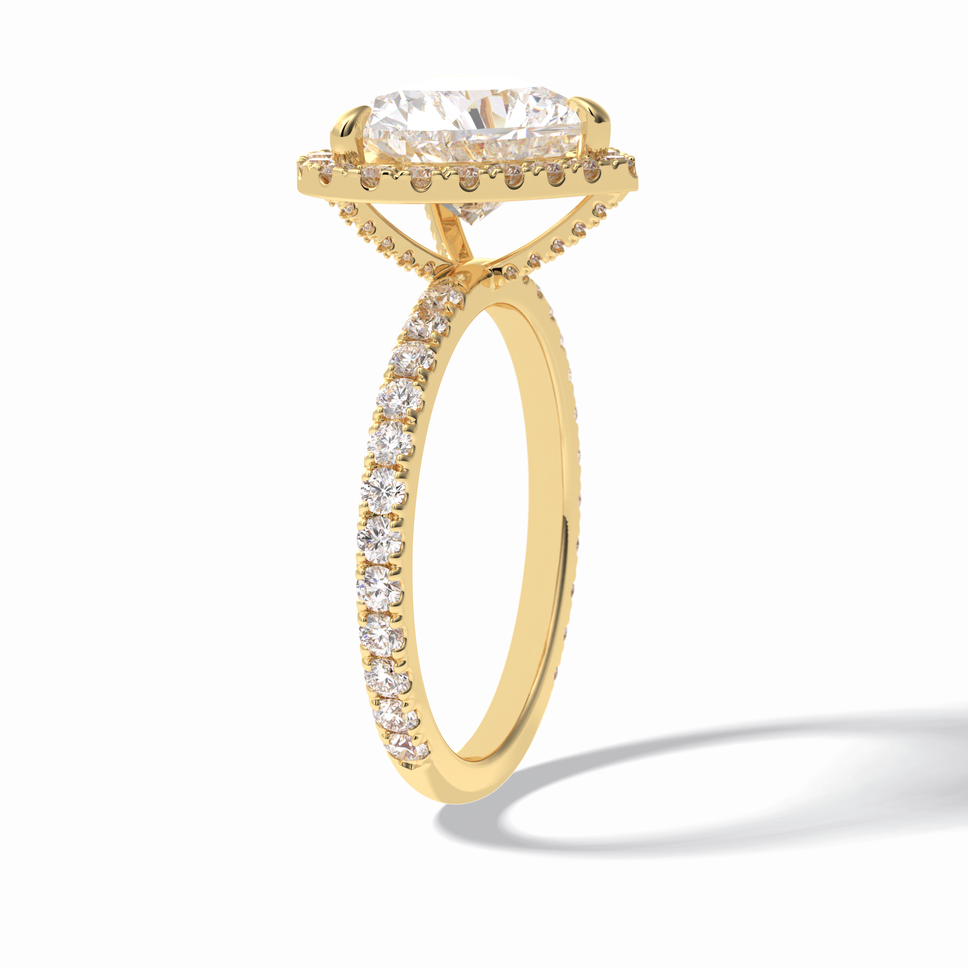 2.55 CT Heart Cut Halo & Pave Style Moissanite Engagement Rings