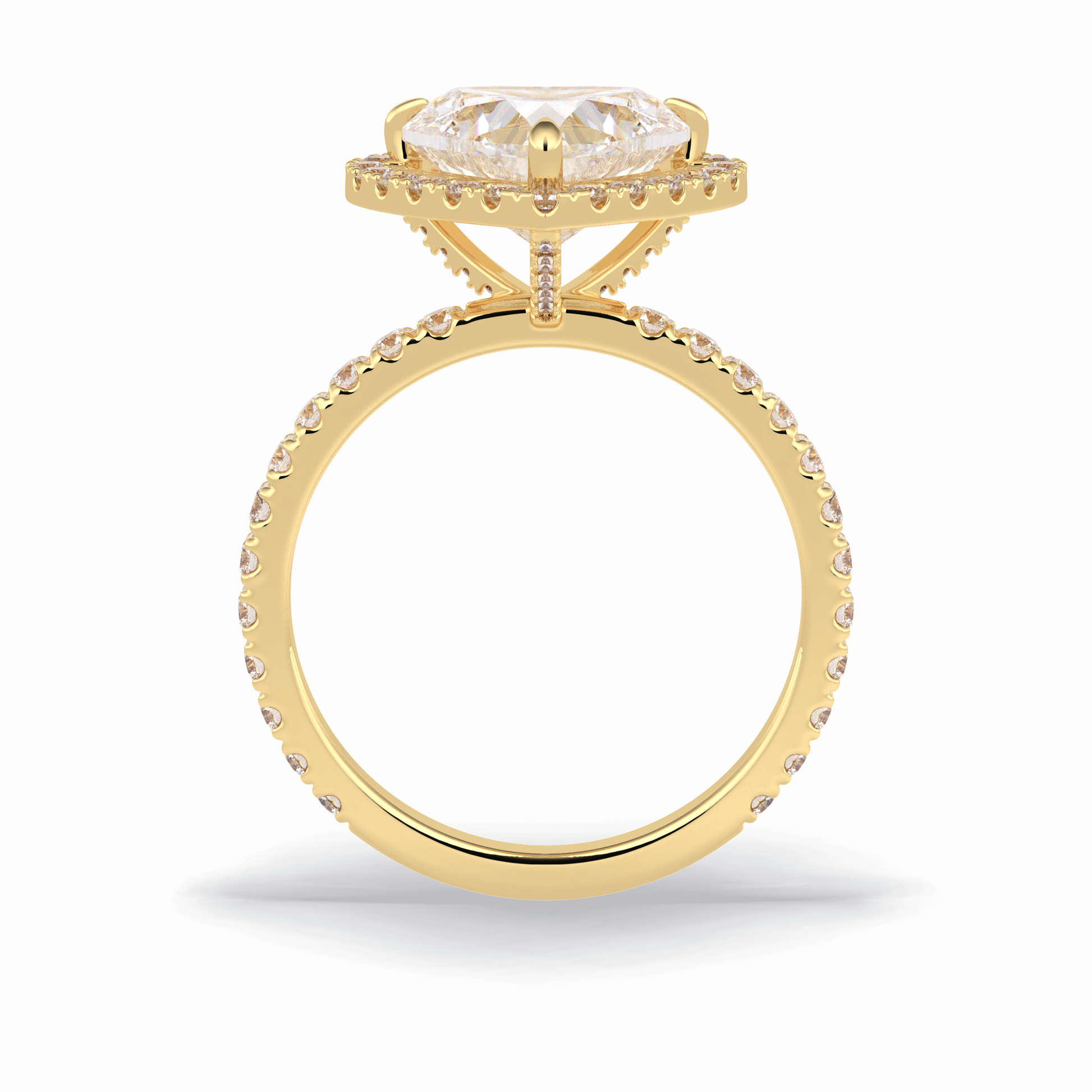 2.55 CT Heart Cut Halo & Pave Style Moissanite Engagement Rings