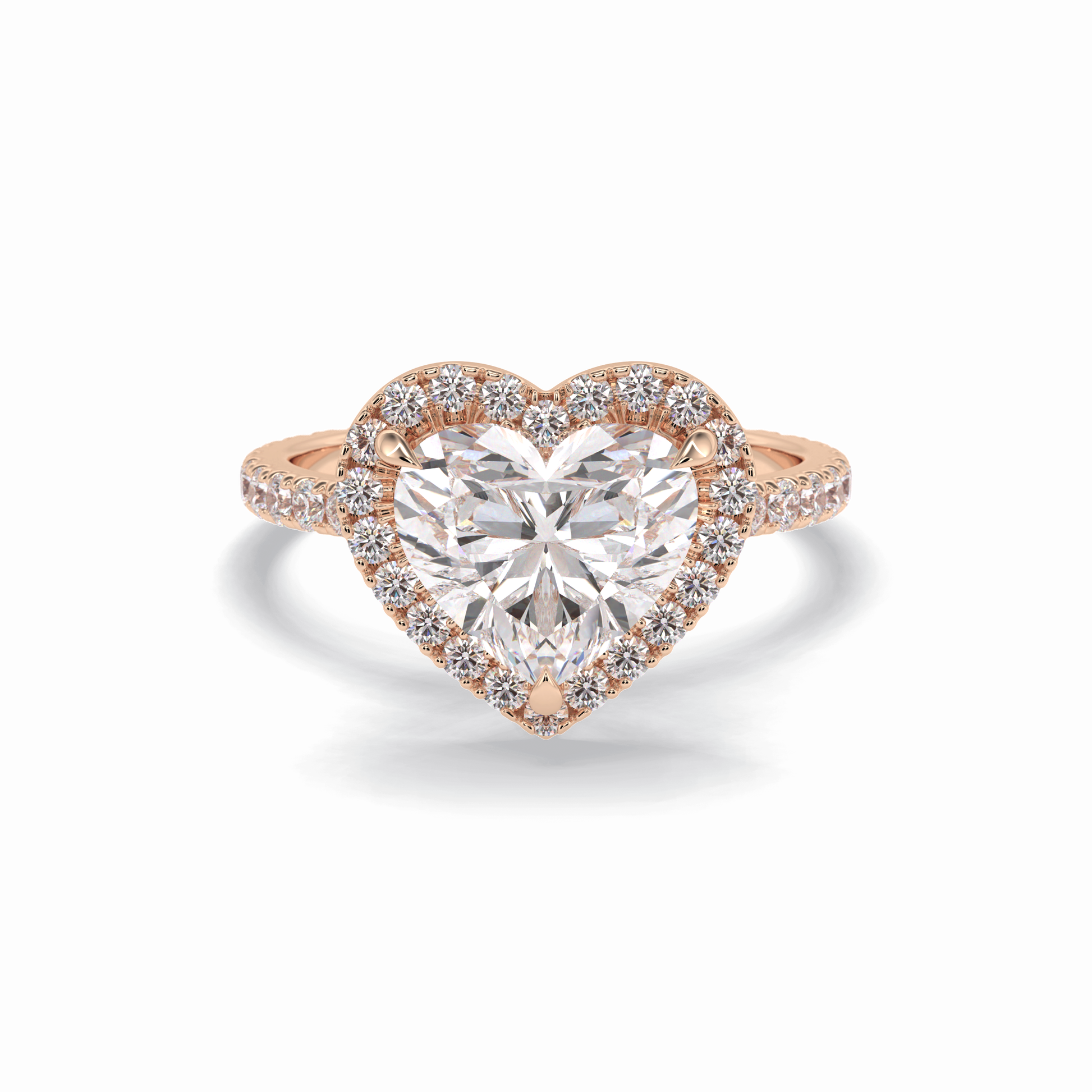 2.55 CT Heart Cut Halo & Pave Style Moissanite Engagement Rings