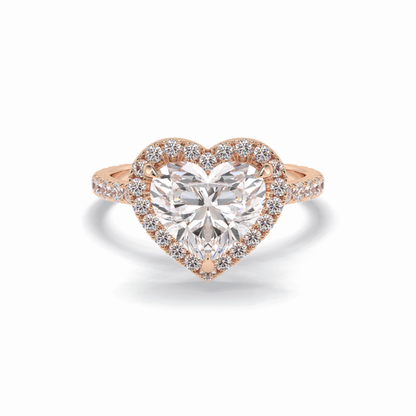 2.55 CT Heart Cut Halo & Pave Style Moissanite Engagement Rings