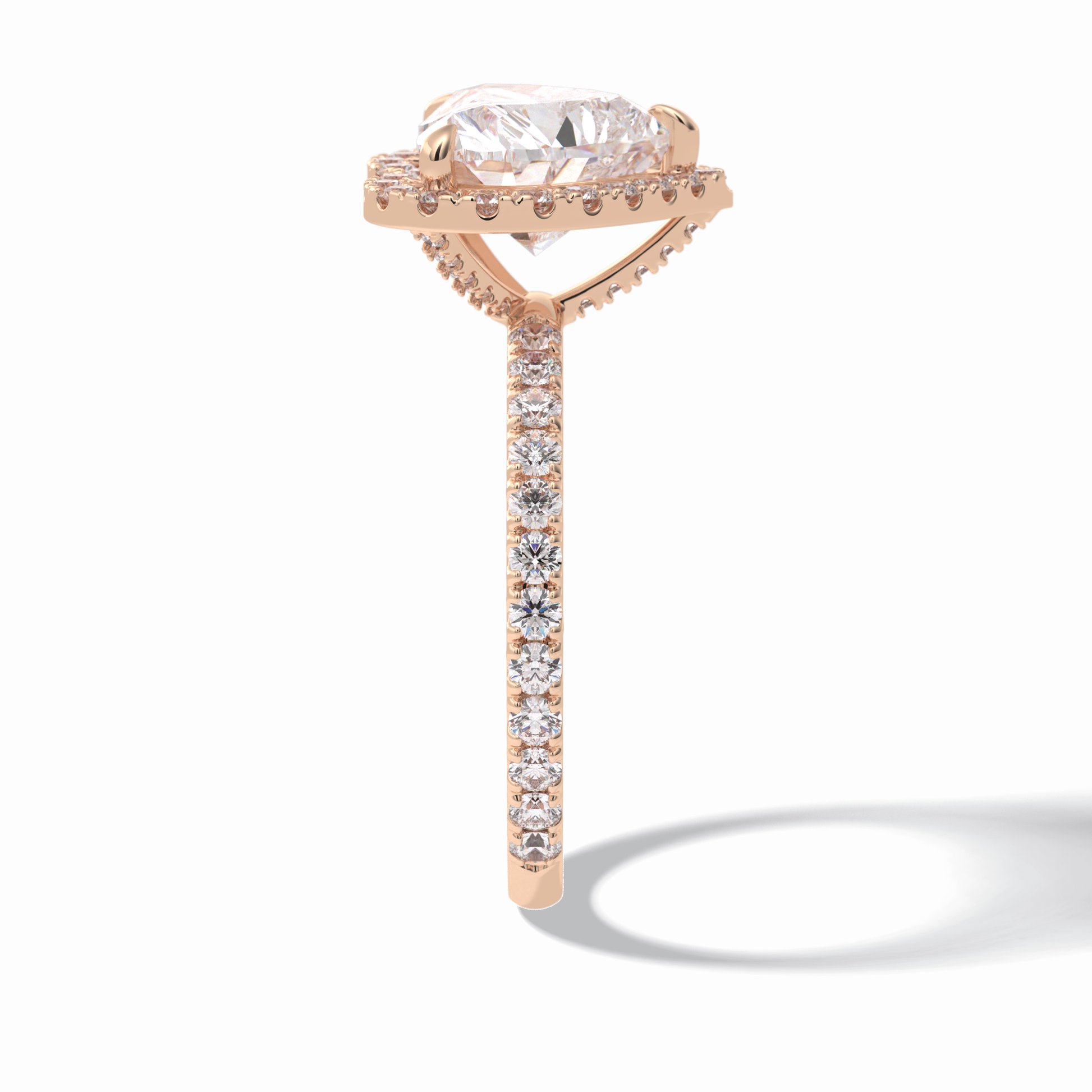 2.55 CT Heart Cut Halo & Pave Style Moissanite Engagement Rings