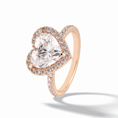 2.55 CT Heart Cut Halo & Pave Style Moissanite Engagement Rings