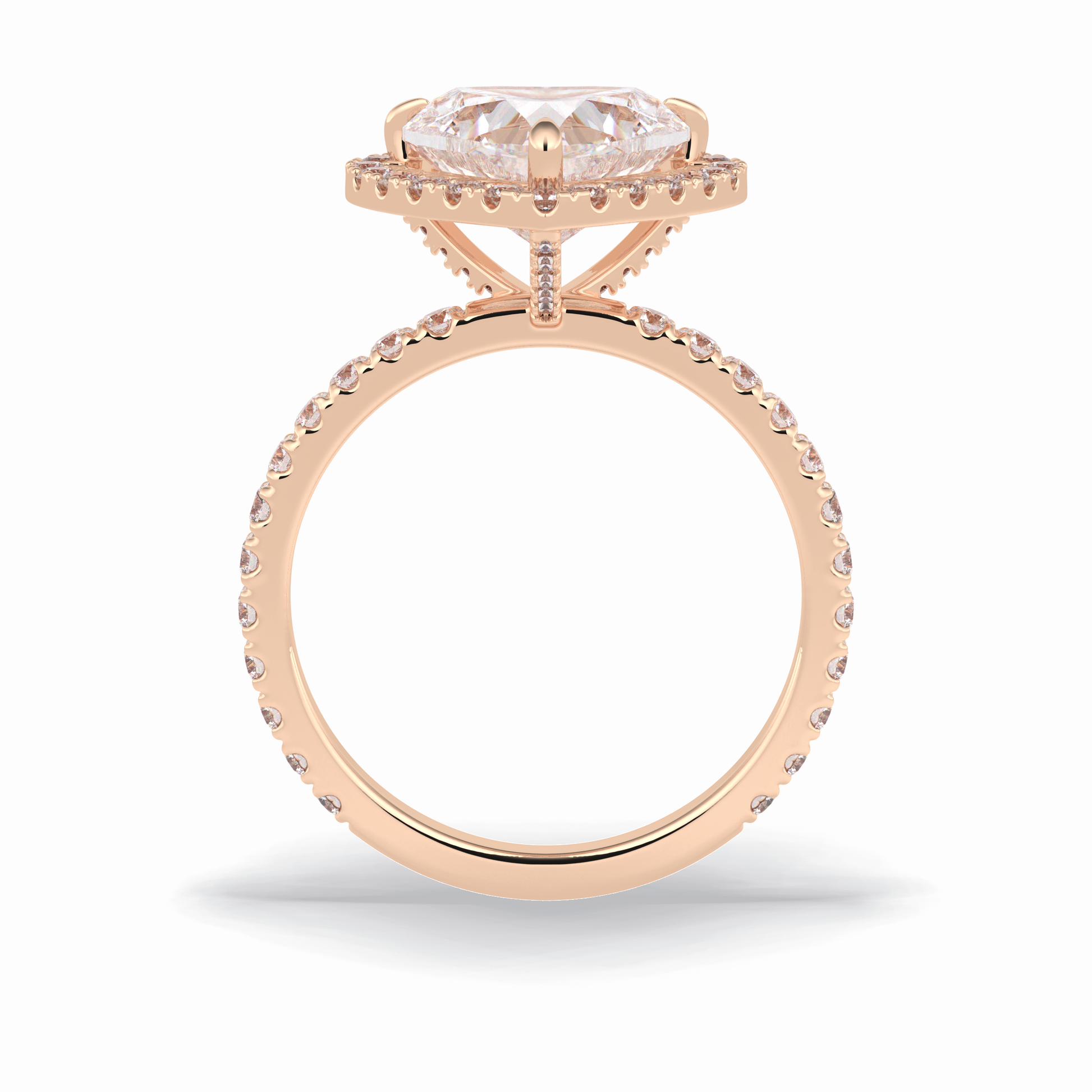 2.55 CT Heart Cut Halo & Pave Style Moissanite Engagement Rings
