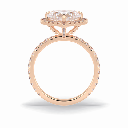 2.55 CT Heart Cut Halo & Pave Style Moissanite Engagement Rings
