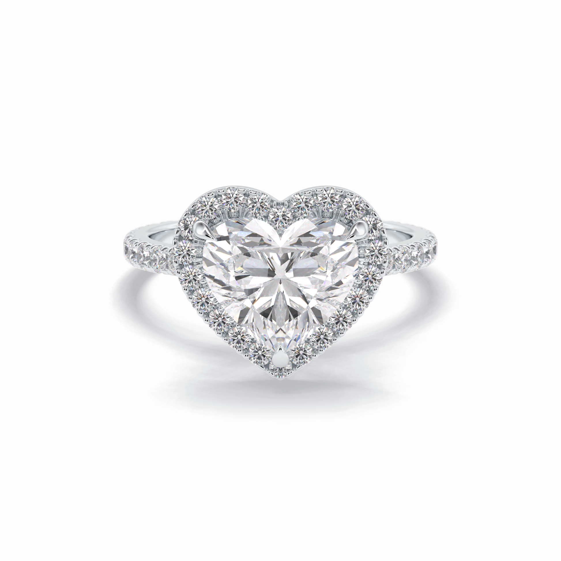 2.55 CT Heart Cut Halo & Pave Style Moissanite Engagement Rings