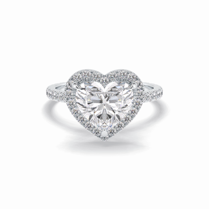 2.55 CT Heart Cut Halo & Pave Style Moissanite Engagement Rings