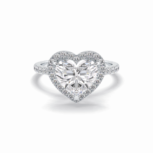 2.55 CT Heart Cut Halo & Pave Style Moissanite Engagement Rings