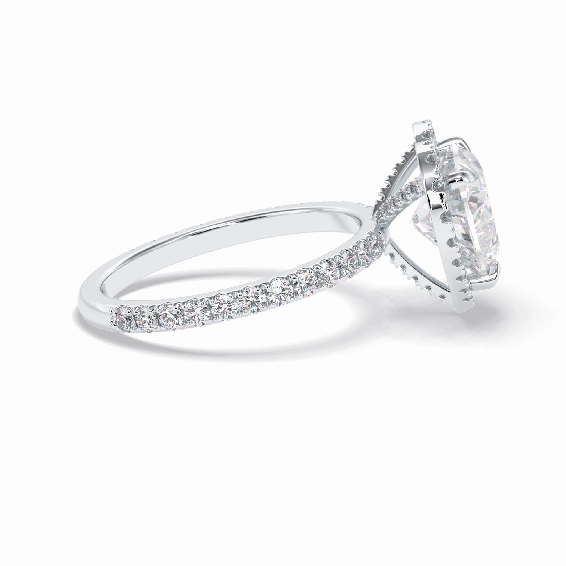 2.55 CT Heart Cut Halo & Pave Style Moissanite Engagement Rings