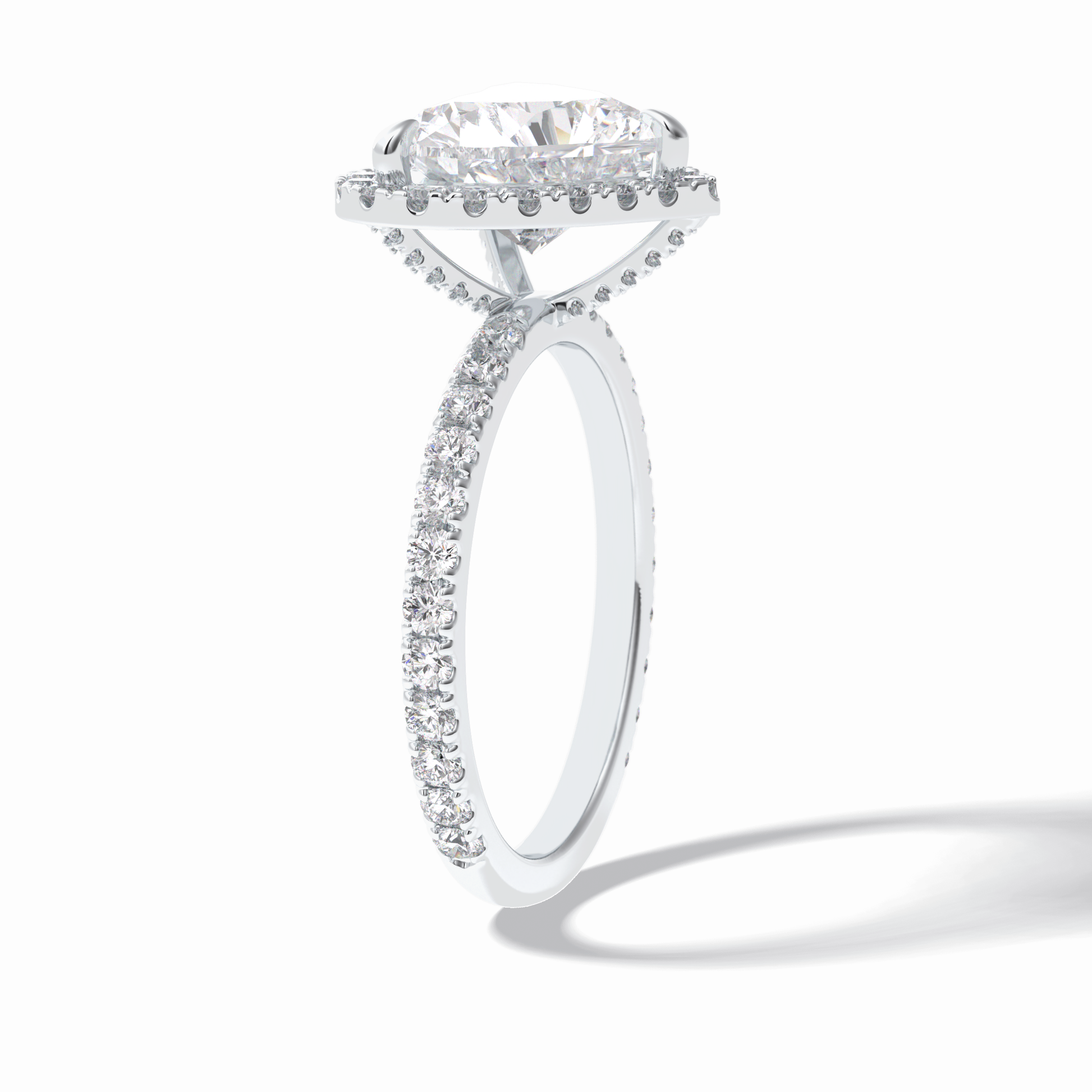 2.55 CT Heart Cut Halo & Pave Style Moissanite Engagement Rings