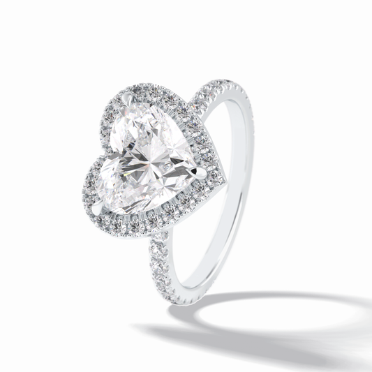 2.55 CT Heart Cut Halo & Pave Style Moissanite Engagement Rings