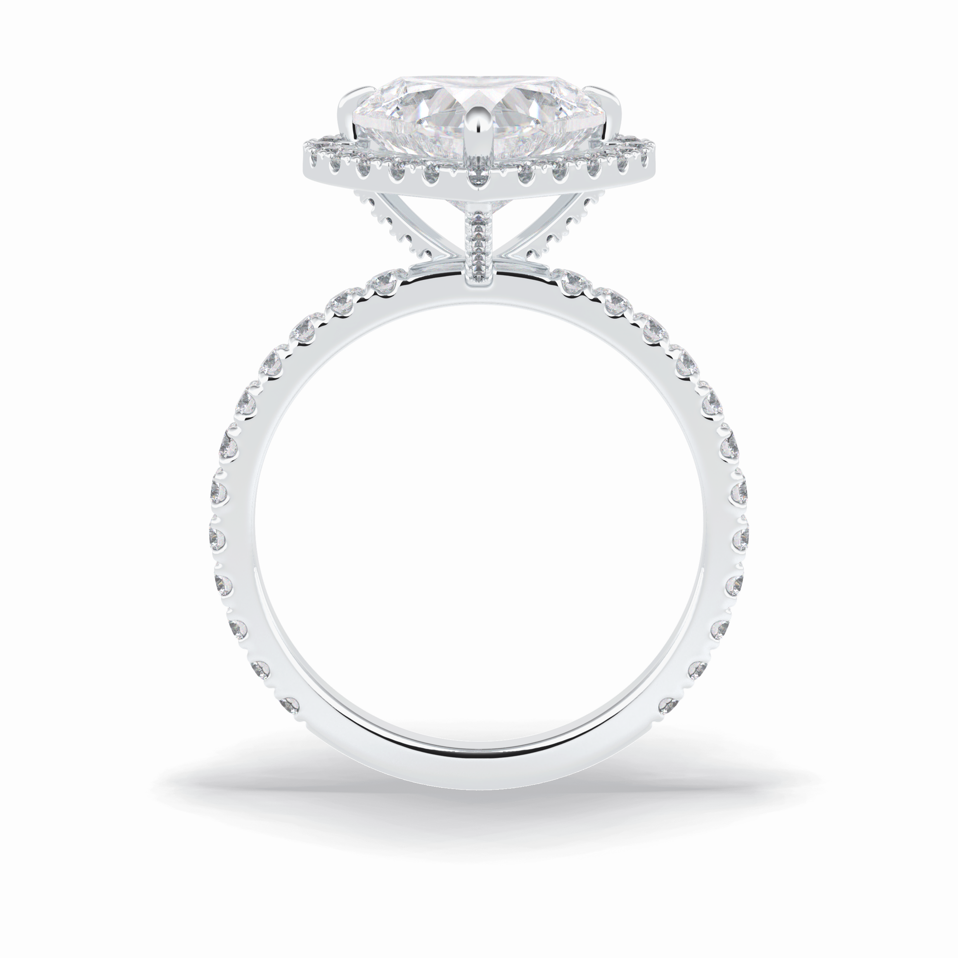 2.55 CT Heart Cut Halo & Pave Style Moissanite Engagement Rings