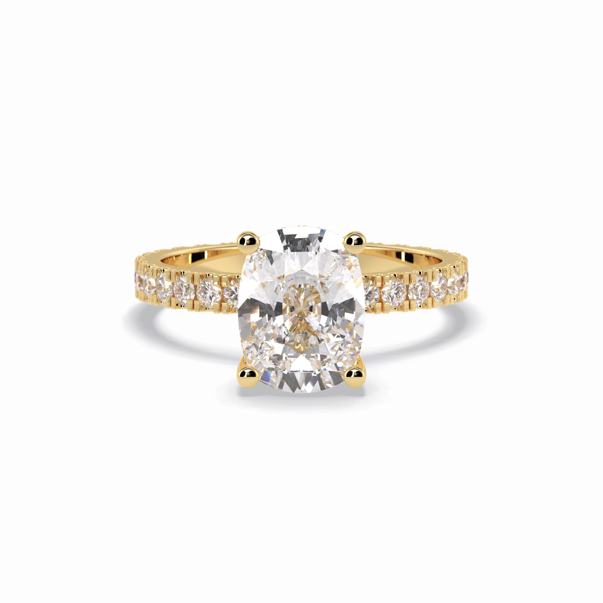 3.0 CT Cushion Cut Hidden Halo & Pave Style Moissanite Engagement Rings