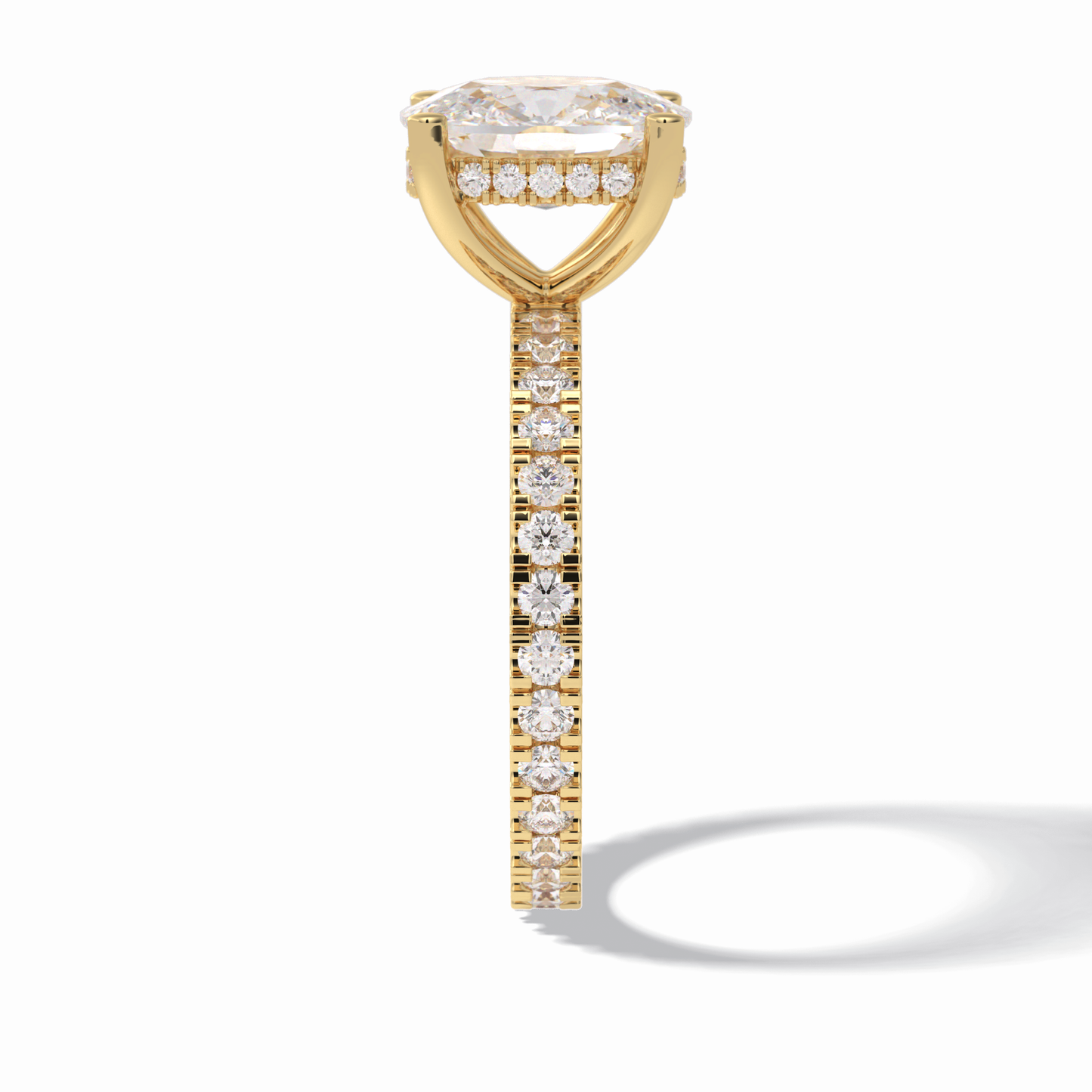 3.0 CT Cushion Cut Hidden Halo & Pave Style Moissanite Engagement Rings