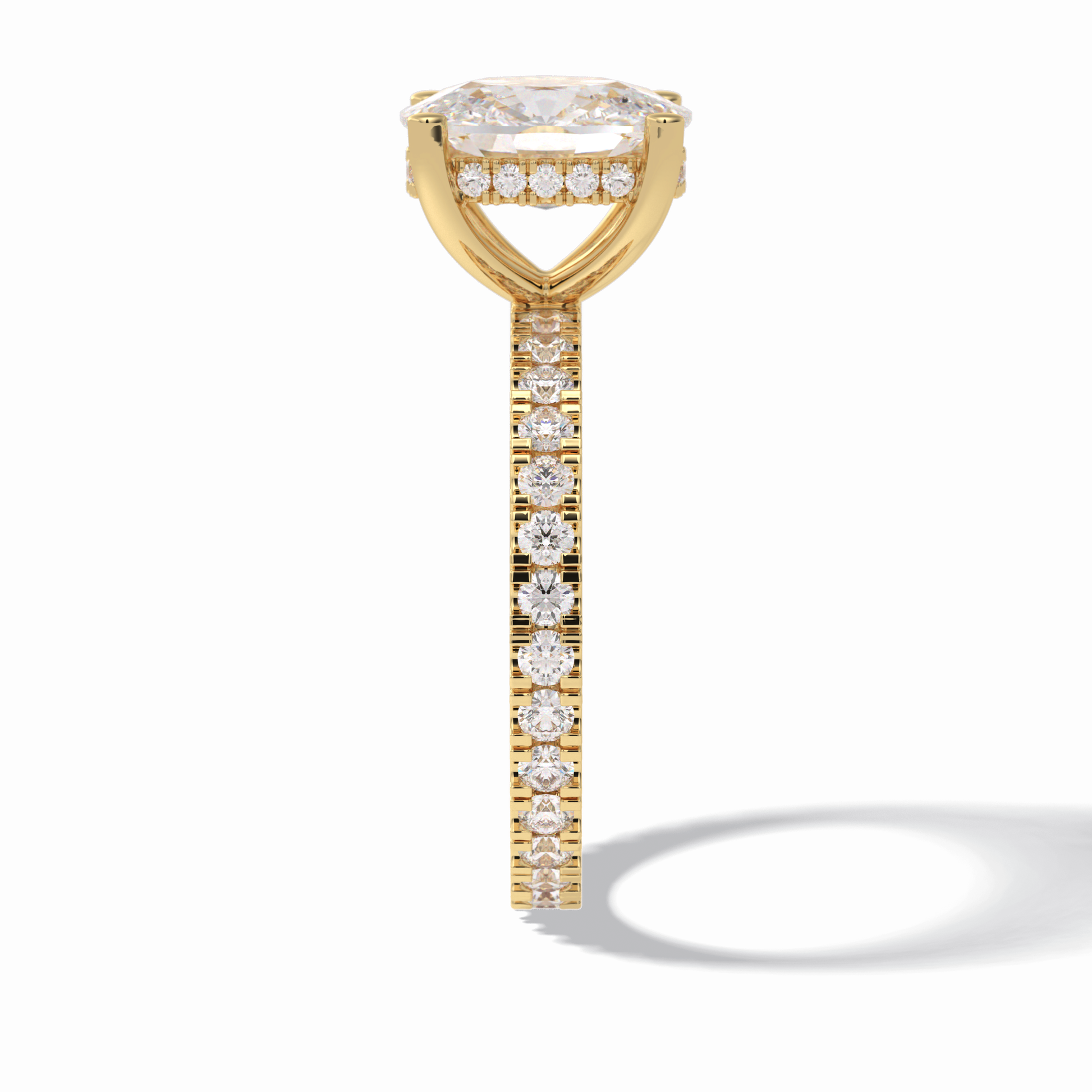 3.0 CT Cushion Cut Hidden Halo & Pave Style Moissanite Engagement Rings
