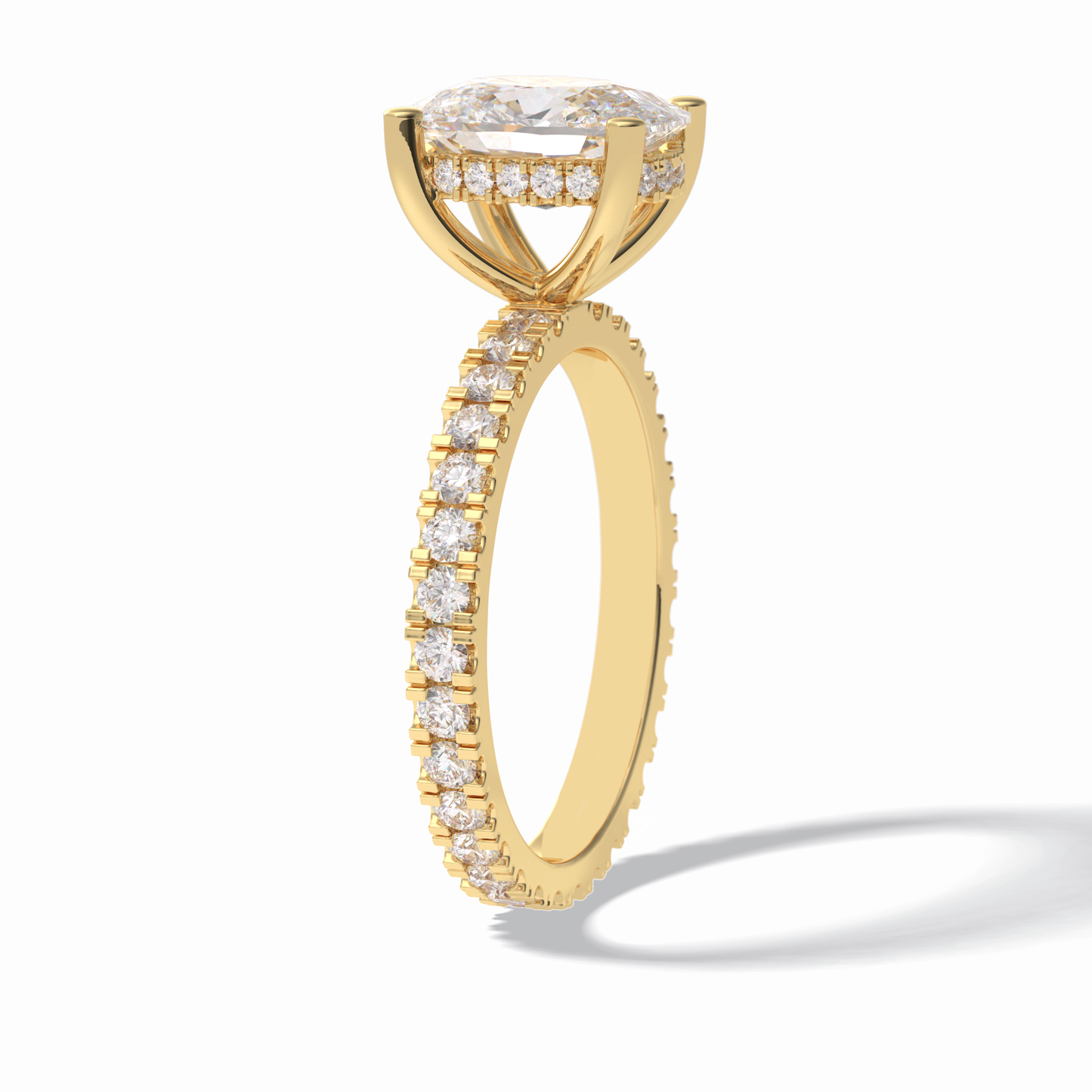 3.0 CT Cushion Cut Hidden Halo & Pave Style Moissanite Engagement Rings