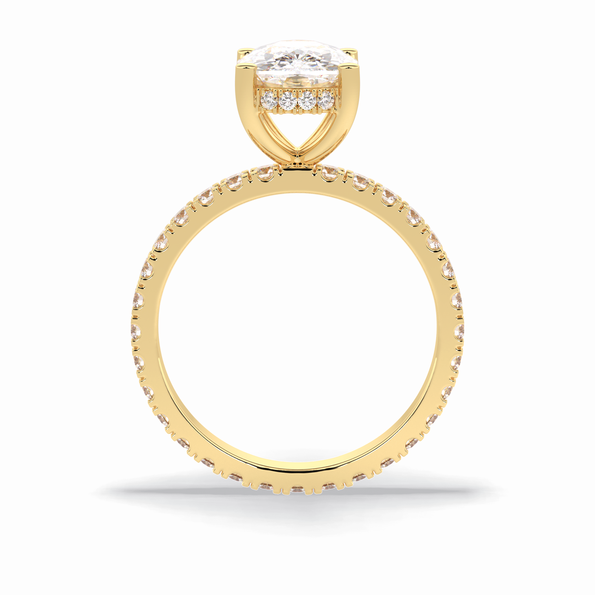 3.0 CT Cushion Cut Hidden Halo & Pave Style Moissanite Engagement Rings