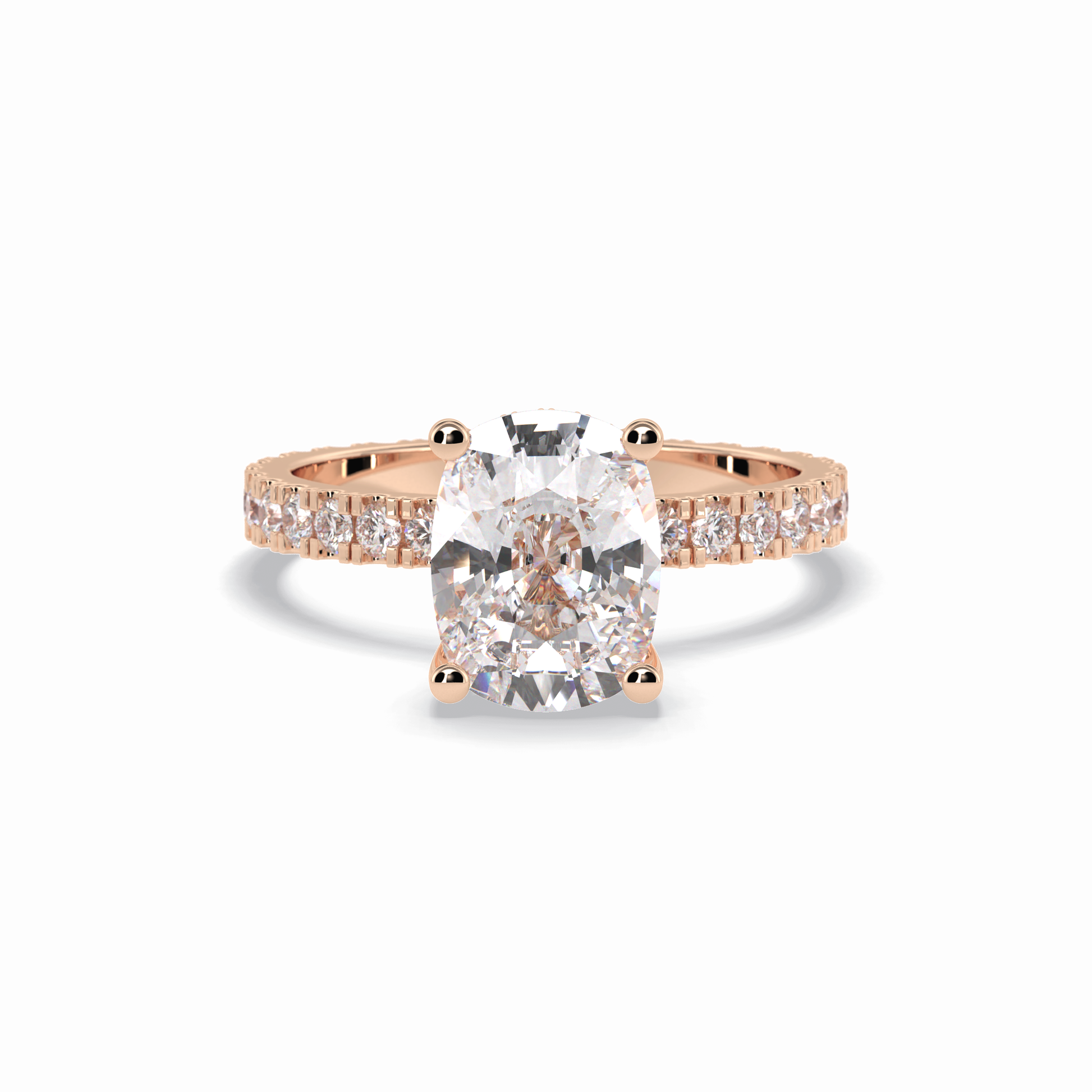 3.0 CT Cushion Cut Hidden Halo & Pave Style Moissanite Engagement Rings