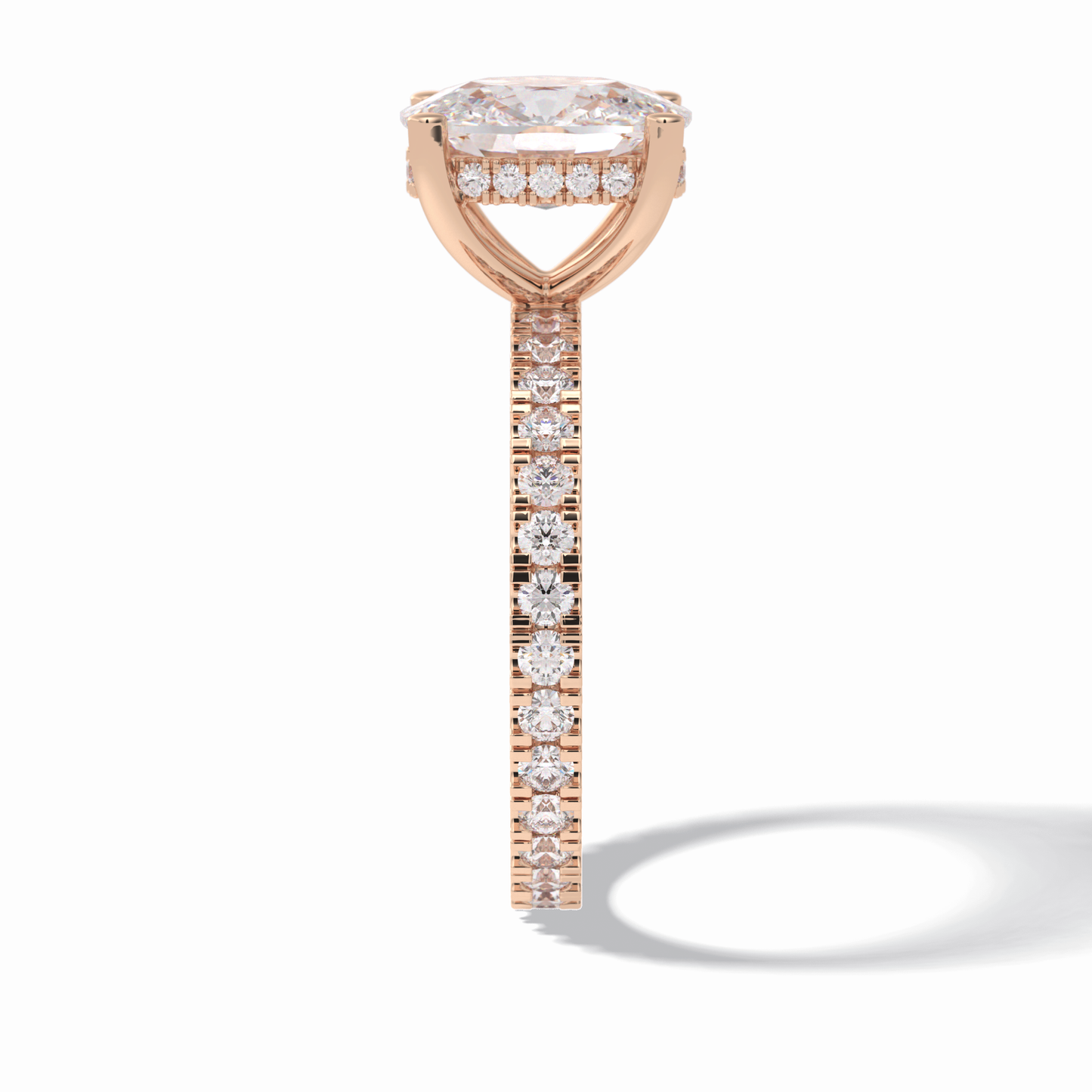 3.0 CT Cushion Cut Hidden Halo & Pave Style Moissanite Engagement Rings