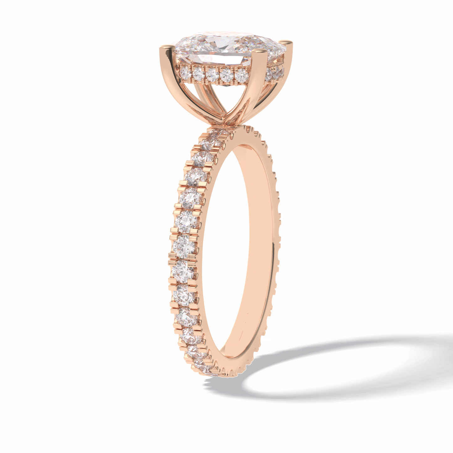 3.0 CT Cushion Cut Hidden Halo & Pave Style Moissanite Engagement Rings