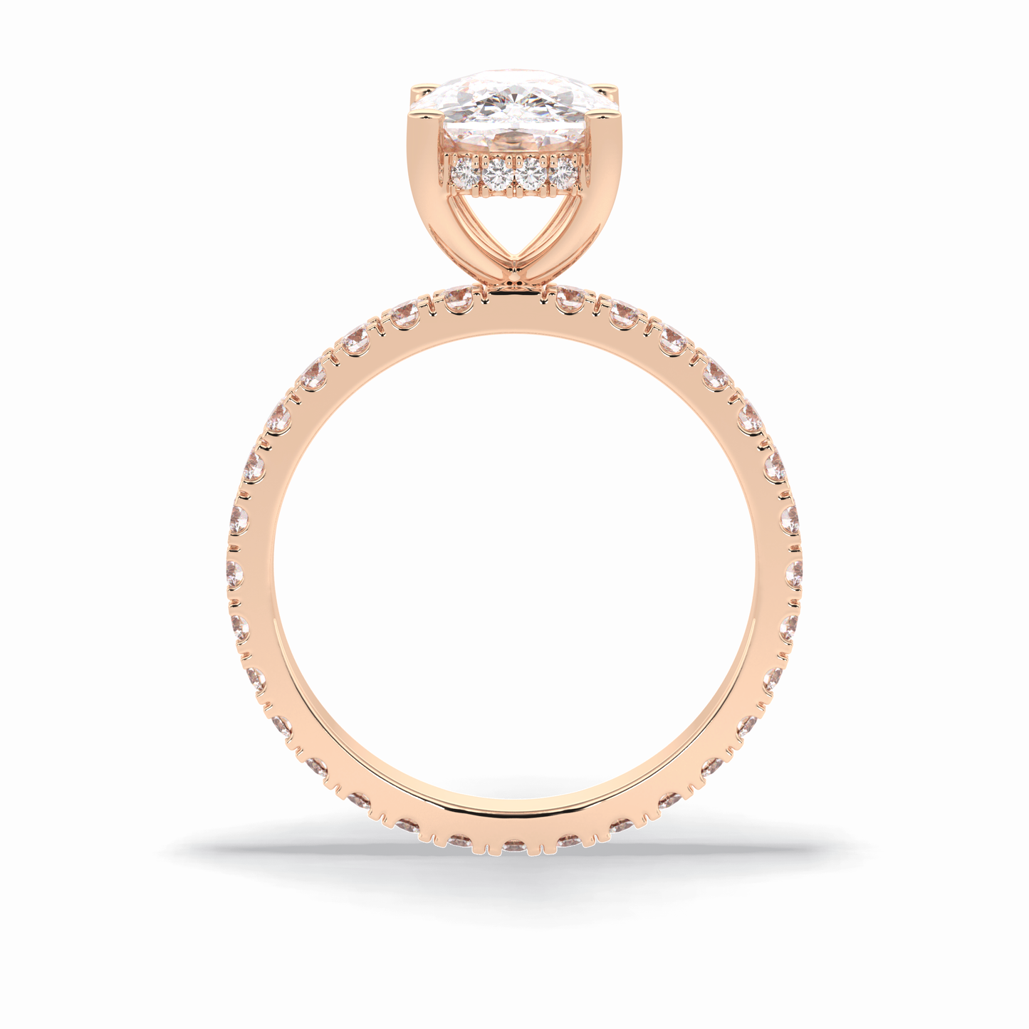 3.0 CT Cushion Cut Hidden Halo & Pave Style Moissanite Engagement Rings