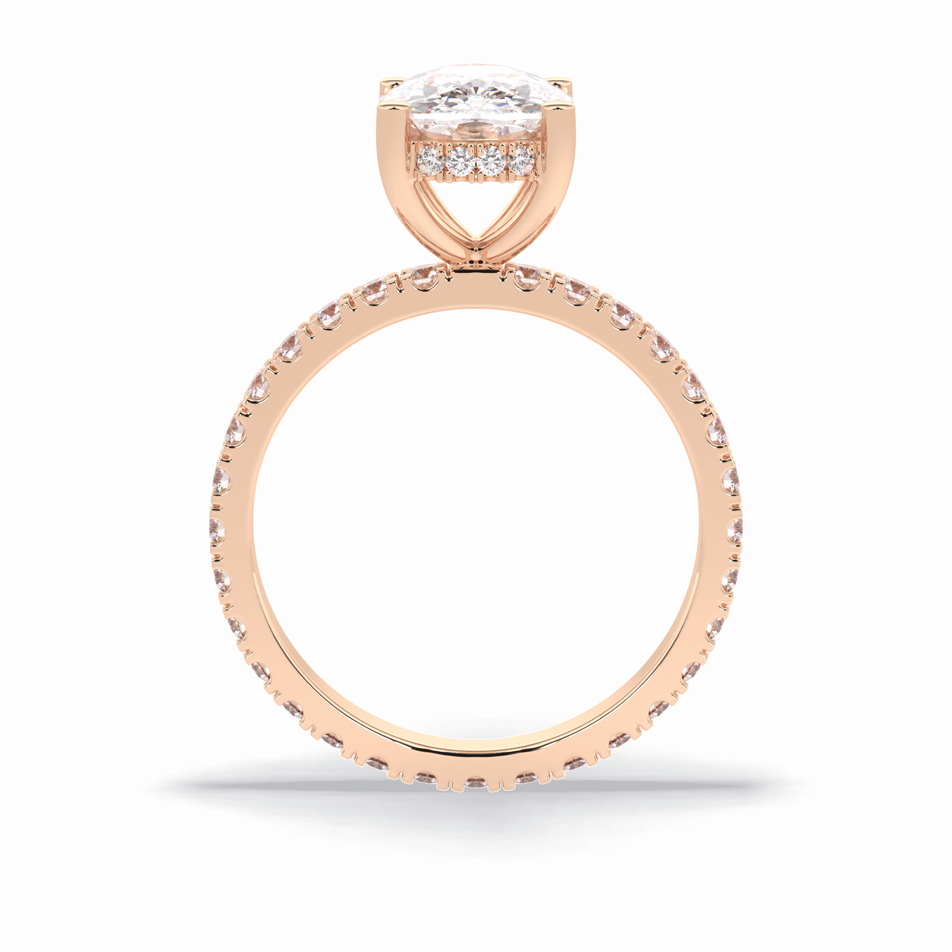 3.0 CT Cushion Cut Hidden Halo & Pave Style Moissanite Engagement Rings