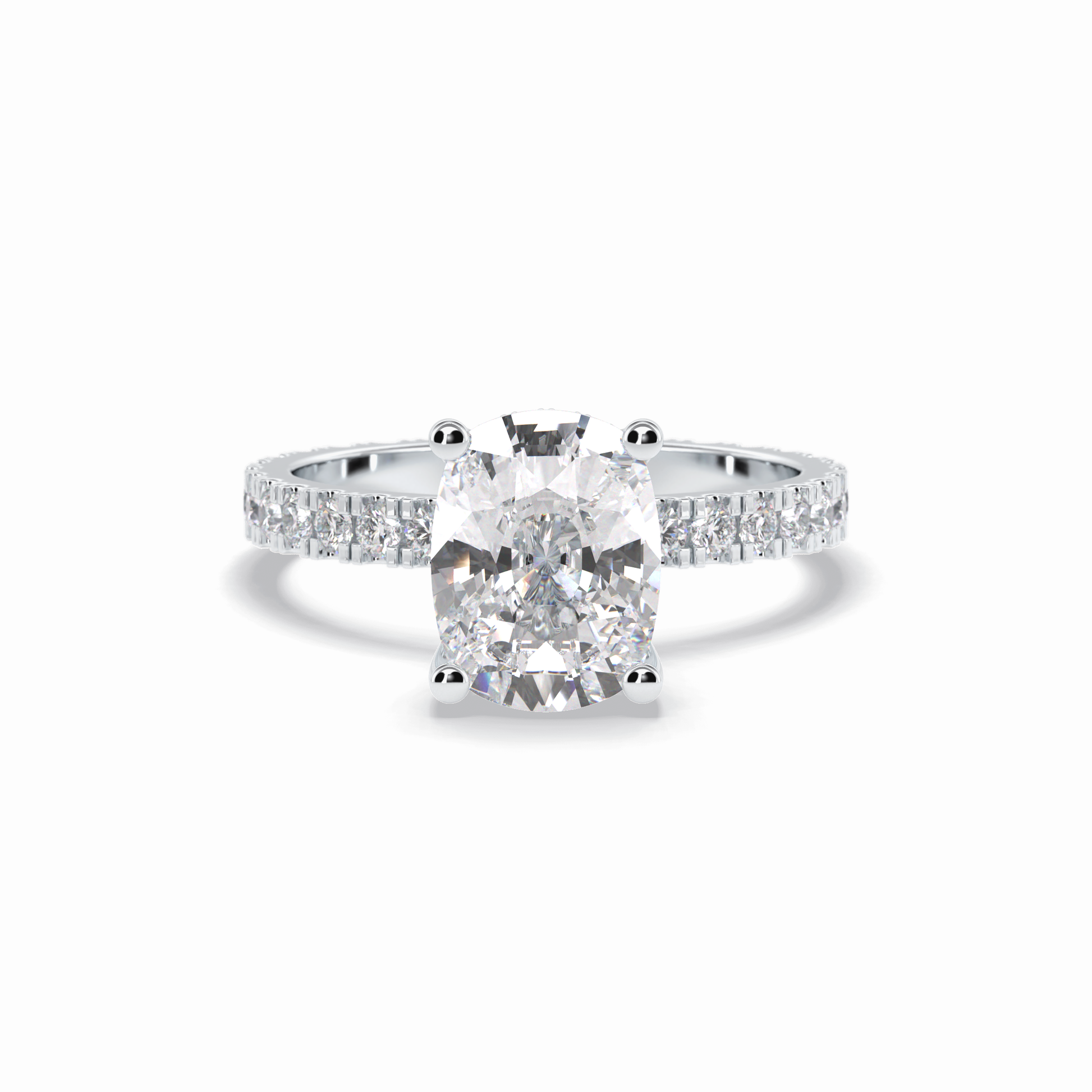 3.0 CT Cushion Cut Hidden Halo & Pave Style Moissanite Engagement Rings