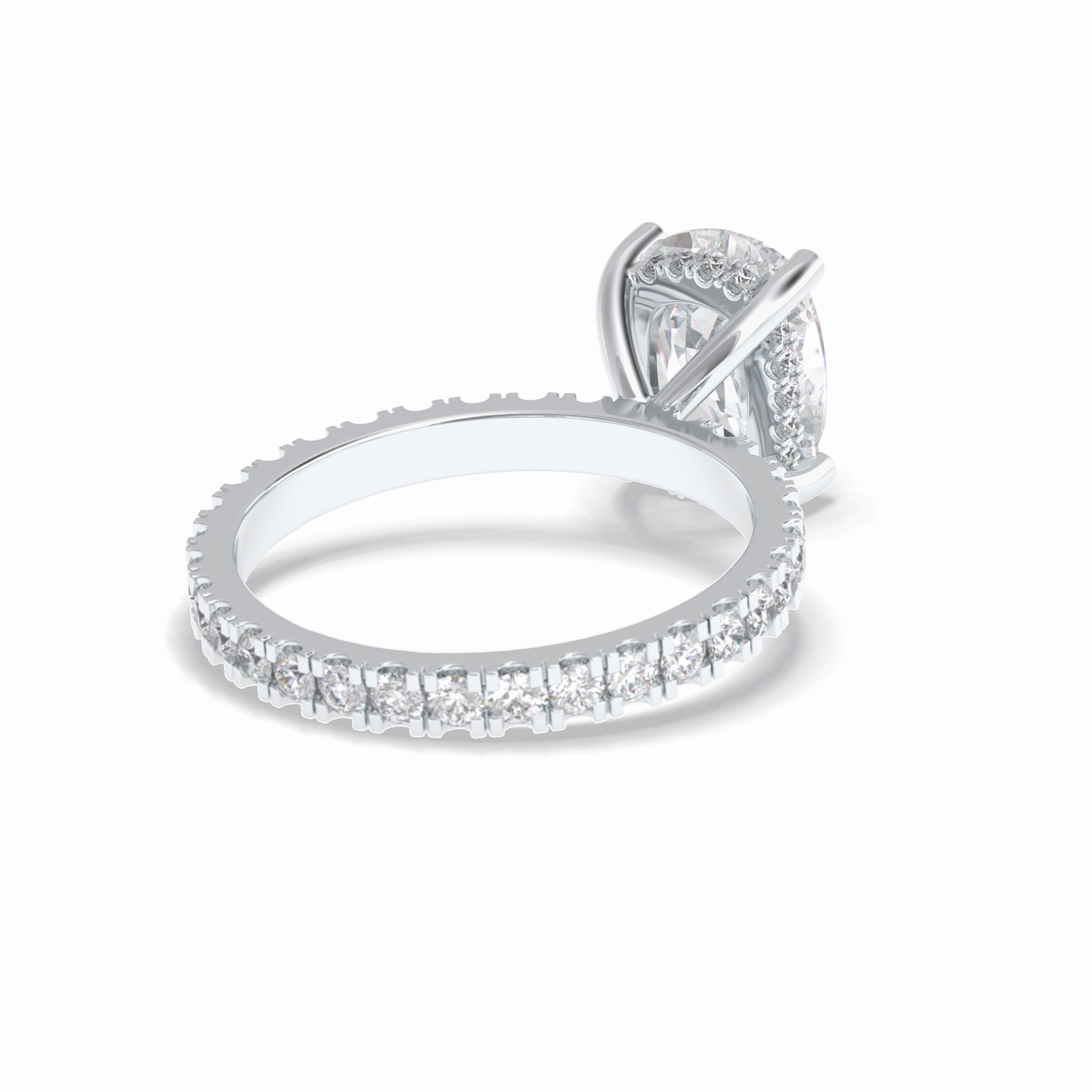 3.0 CT Cushion Cut Hidden Halo & Pave Style Moissanite Engagement Rings