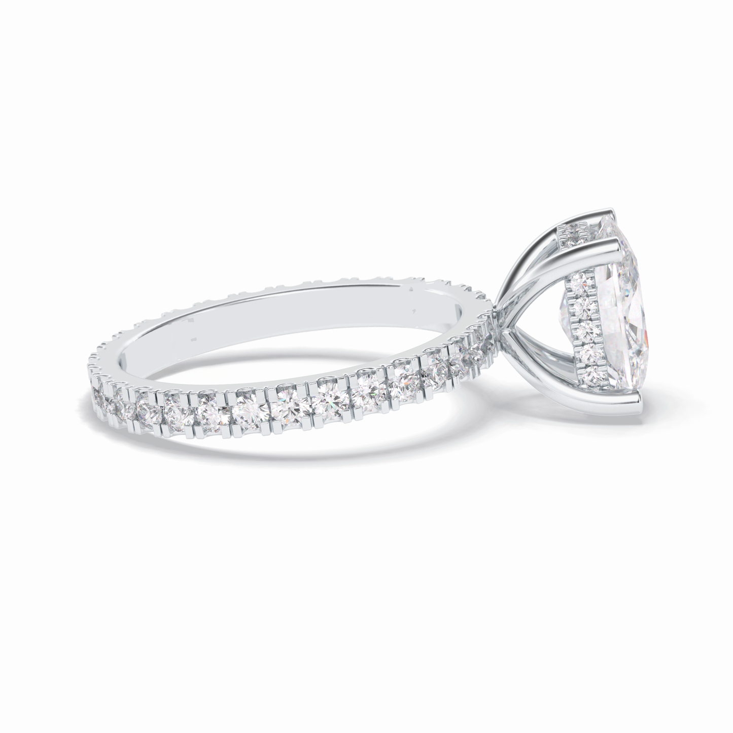 3.0 CT Cushion Cut Hidden Halo & Pave Style Moissanite Engagement Rings