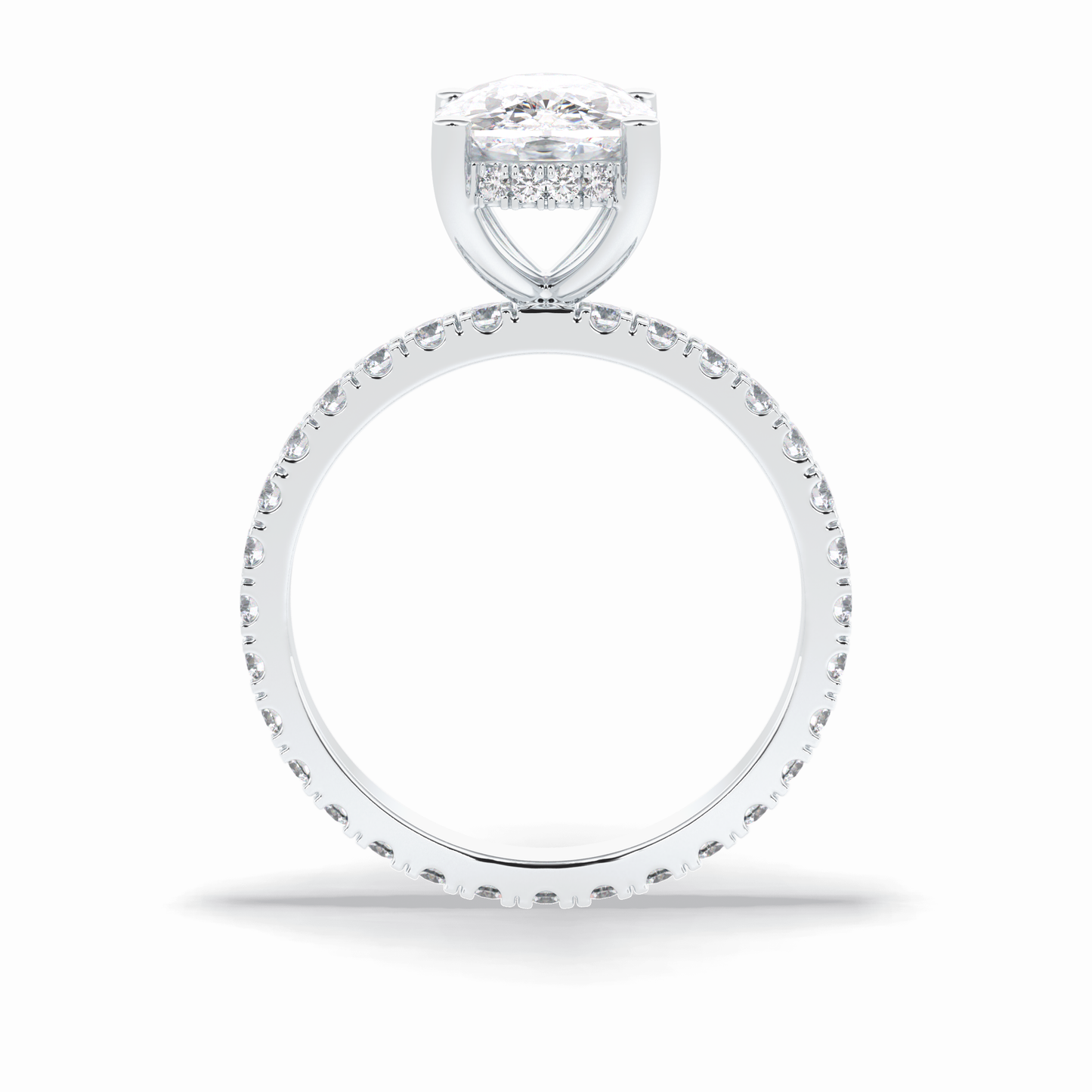 3.0 CT Cushion Cut Hidden Halo & Pave Style Moissanite Engagement Rings