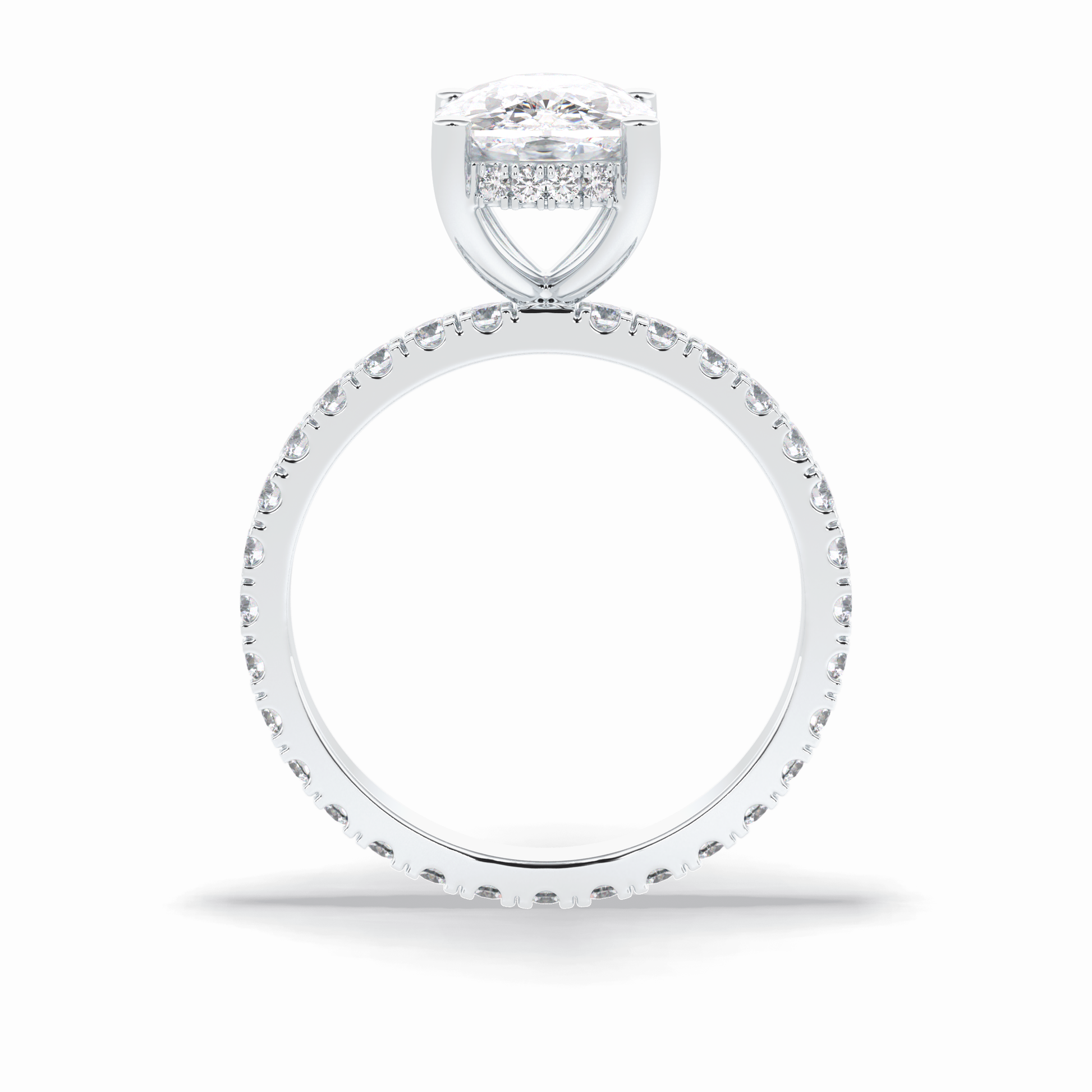 3.0 CT Cushion Cut Hidden Halo & Pave Style Moissanite Engagement Rings