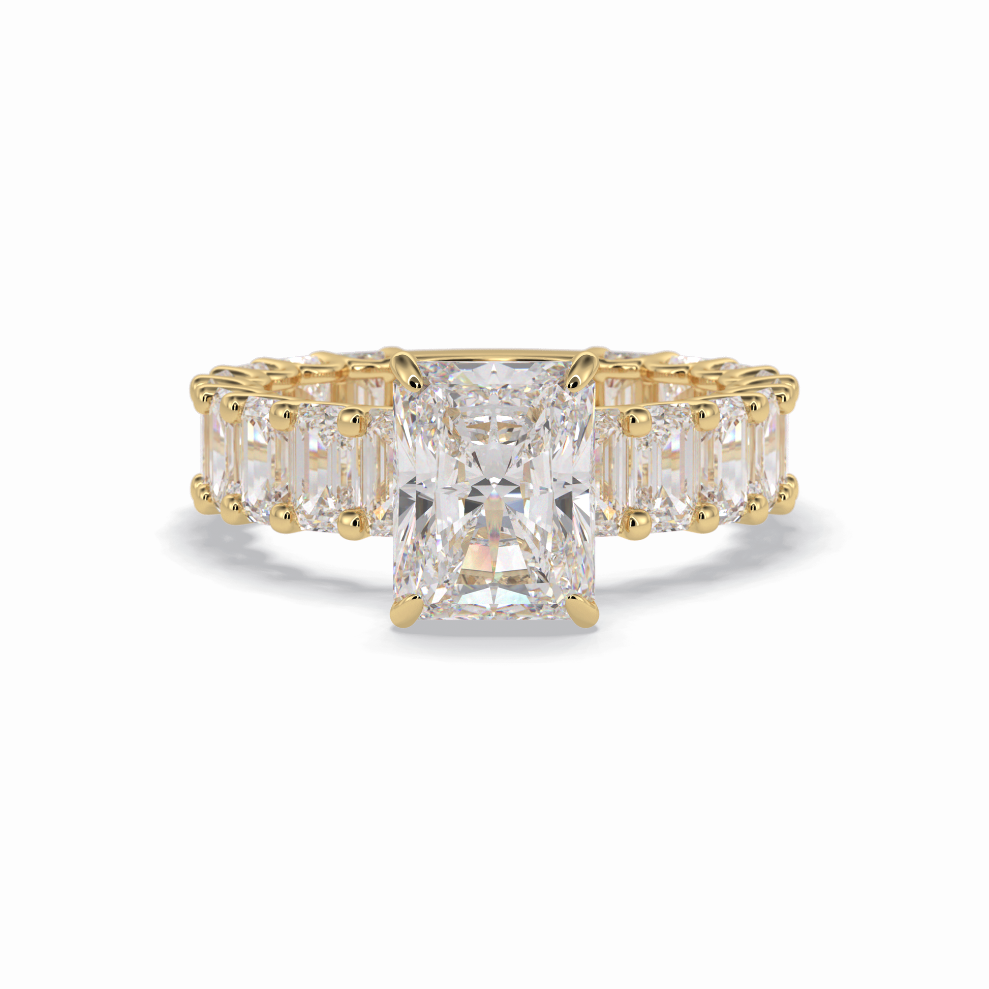 3.05 CT  Radiant Cut Pave Style Moissanite Engagement Ring 8
