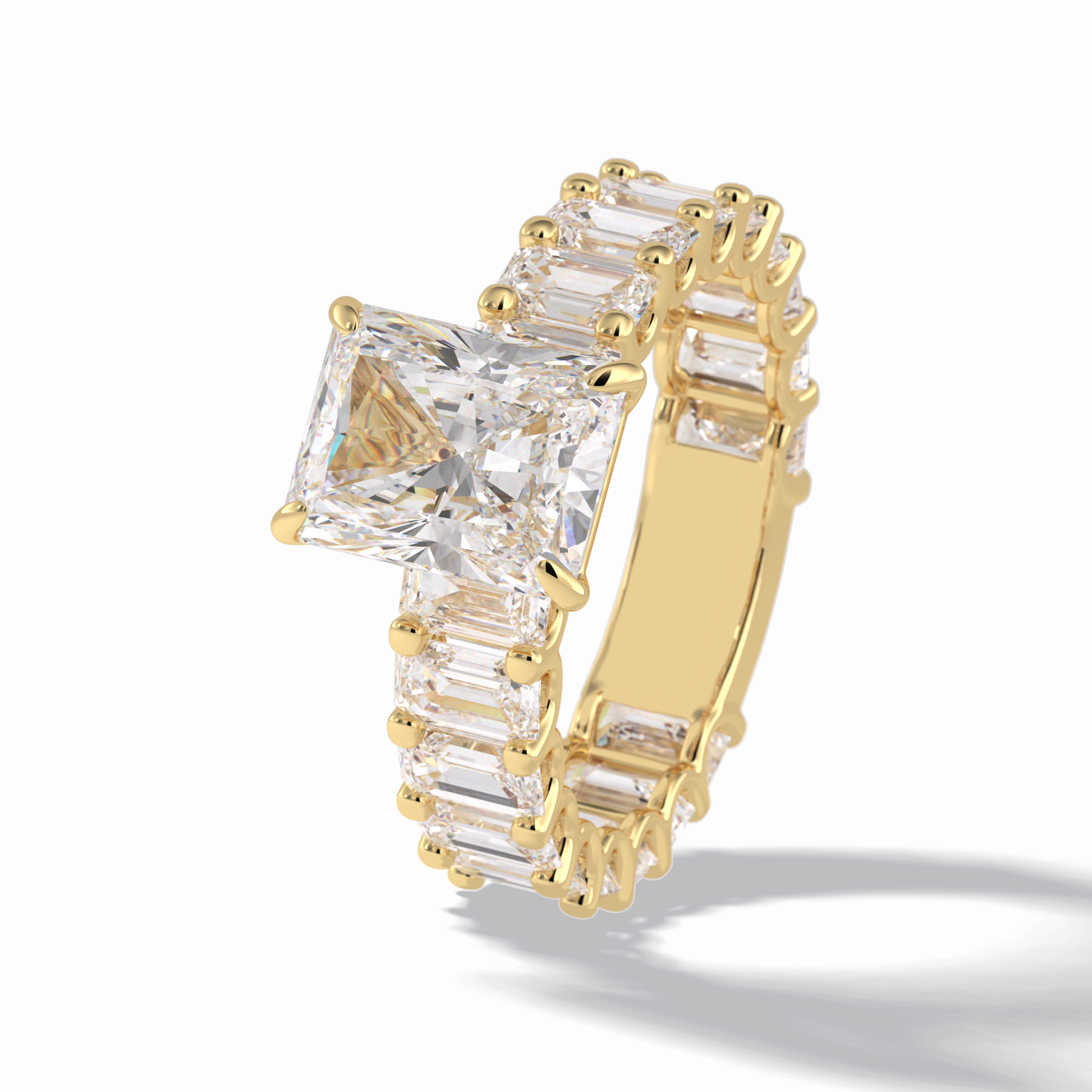 3.05 CT  Radiant Cut Pave Style Moissanite Engagement Ring 13