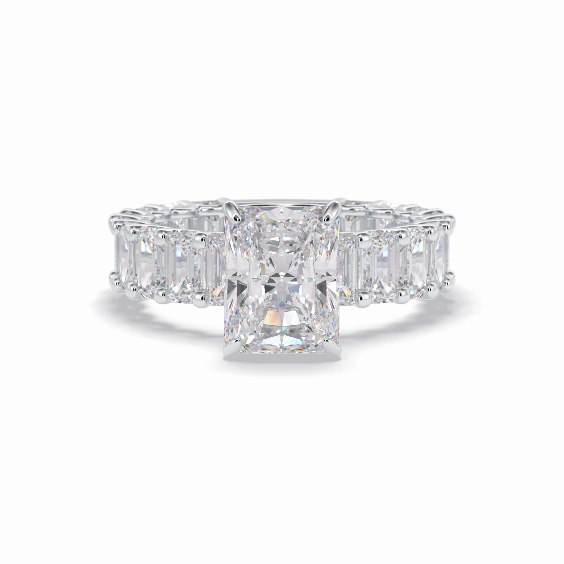 3.05 CT  Radiant Cut Pave Style Moissanite Engagement Ring 1
