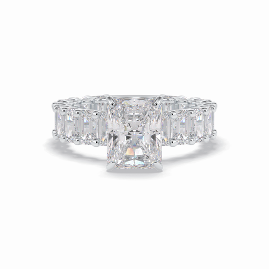 3.05 CT  Radiant Cut Pave Style Moissanite Engagement Ring 1