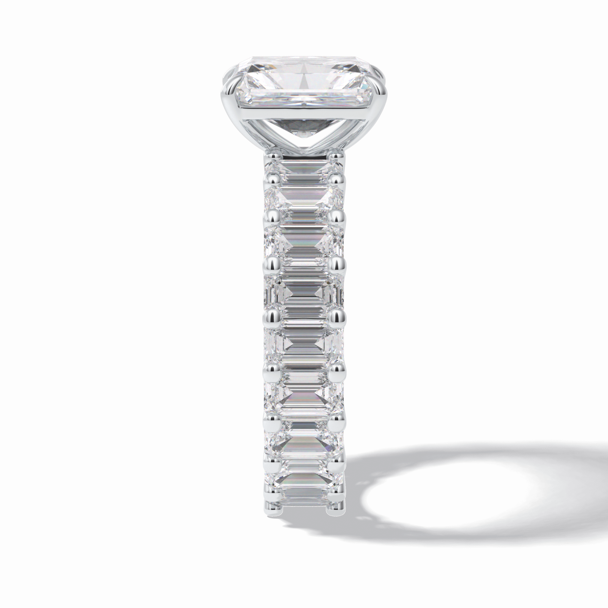 3.05 CT  Radiant Cut Pave Style Moissanite Engagement Ring 4