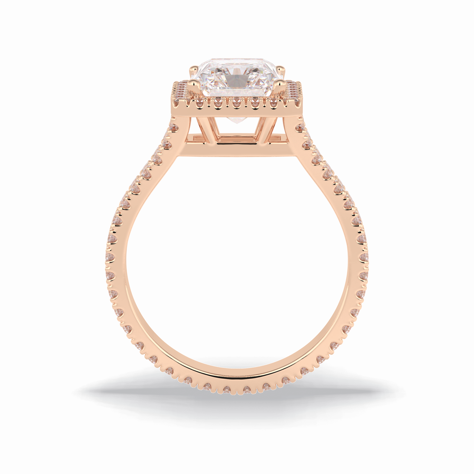 3.05 CT Radiant Cut Halo, Pave & Split Shank Style Moissanite Engagement Rings