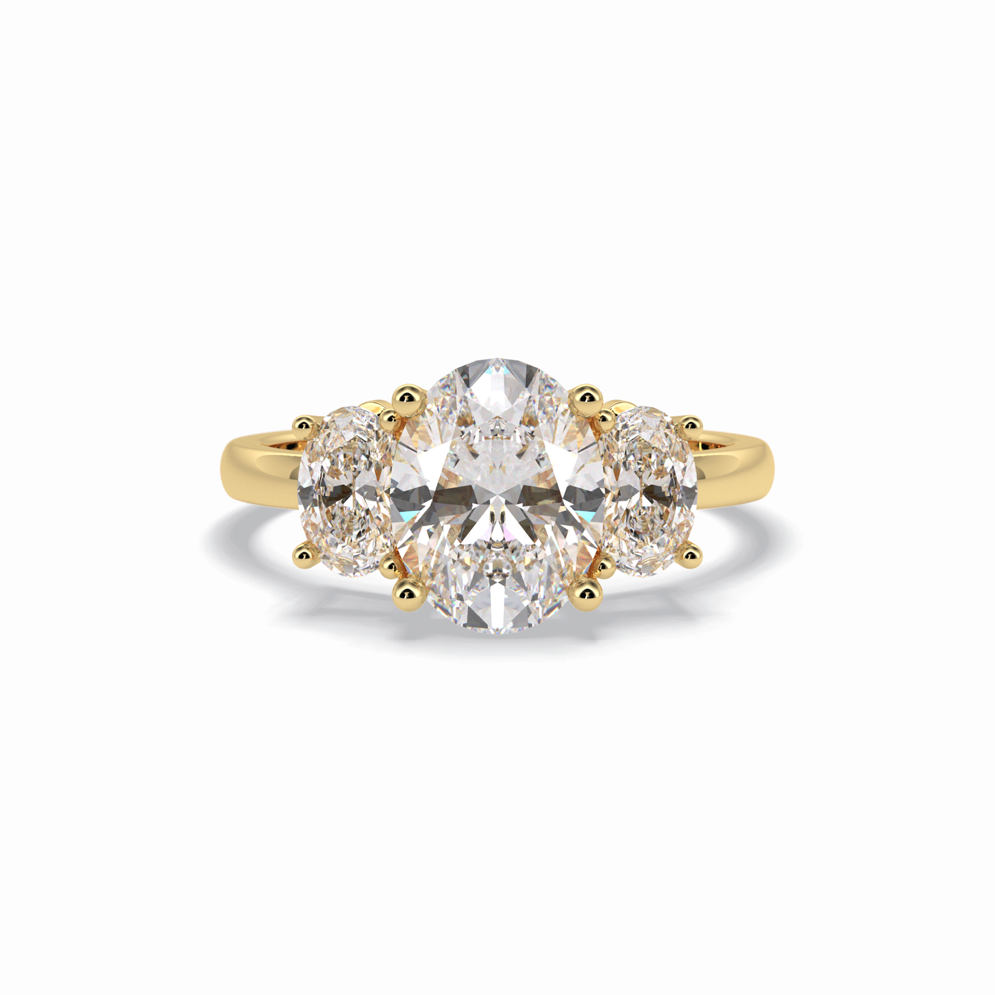2.05 CT Oval Cut Three Stones Style Moissanite Engagement Rings