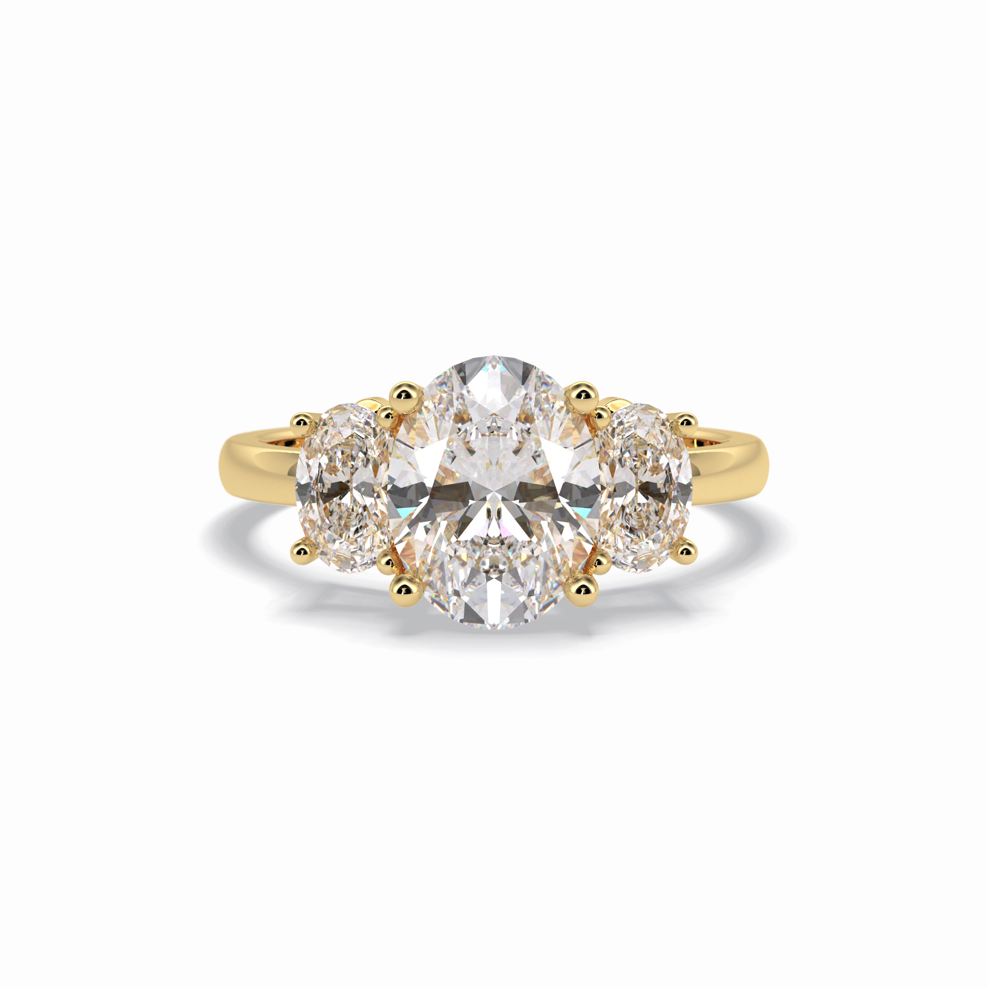 2.05 CT Oval Cut Three Stones Style Moissanite Engagement Rings