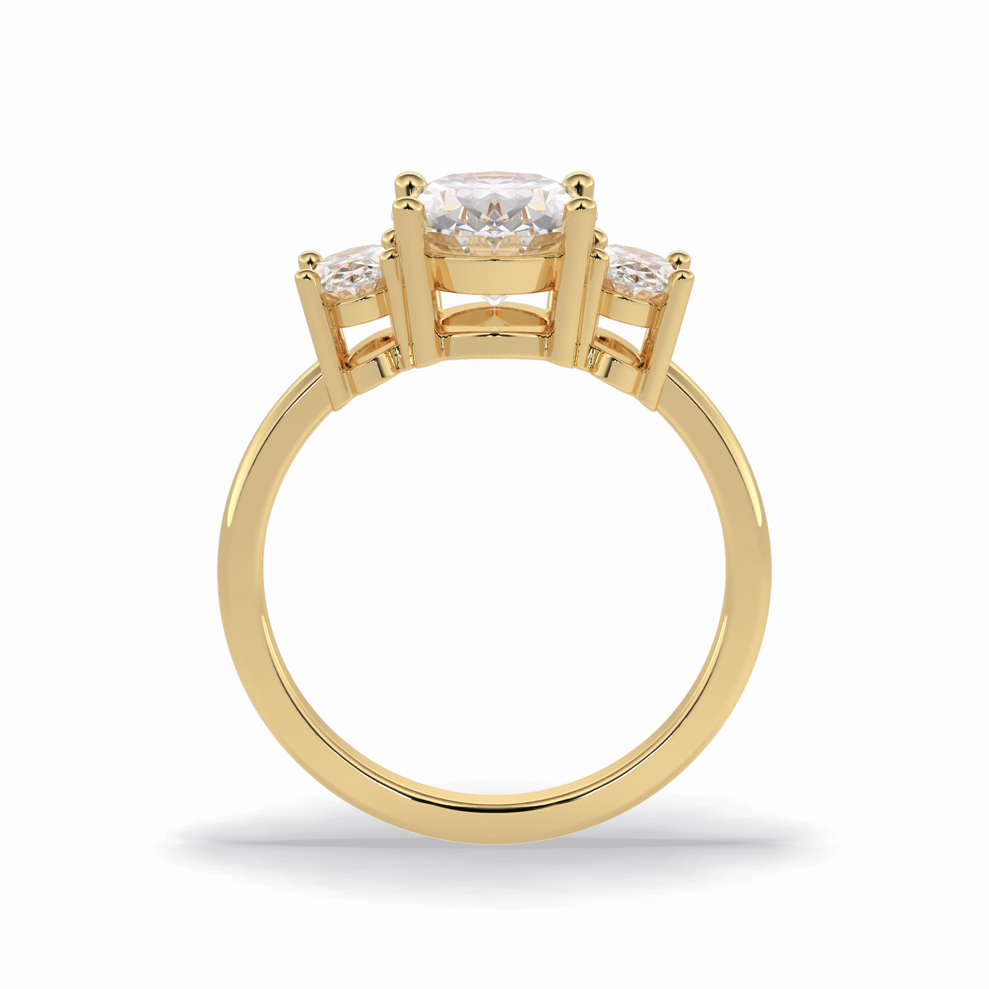 2.05 CT Oval Cut Three Stones Style Moissanite Engagement Rings