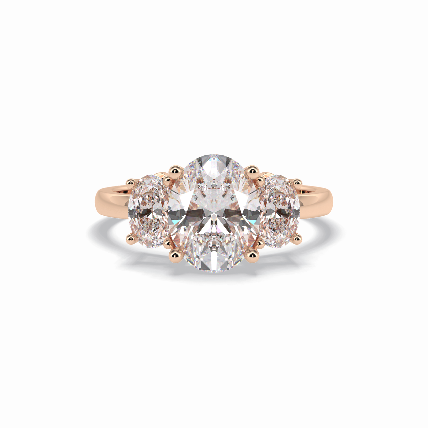 2.05 CT Oval Cut Three Stones Style Moissanite Engagement Rings