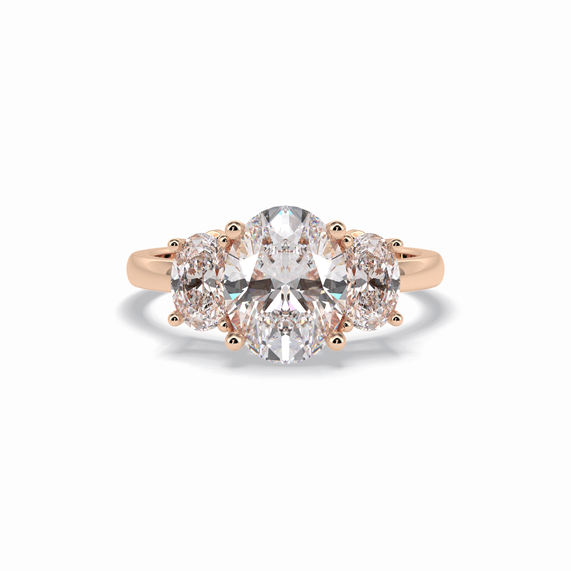 2.05 CT Oval Cut Three Stones Style Moissanite Engagement Rings