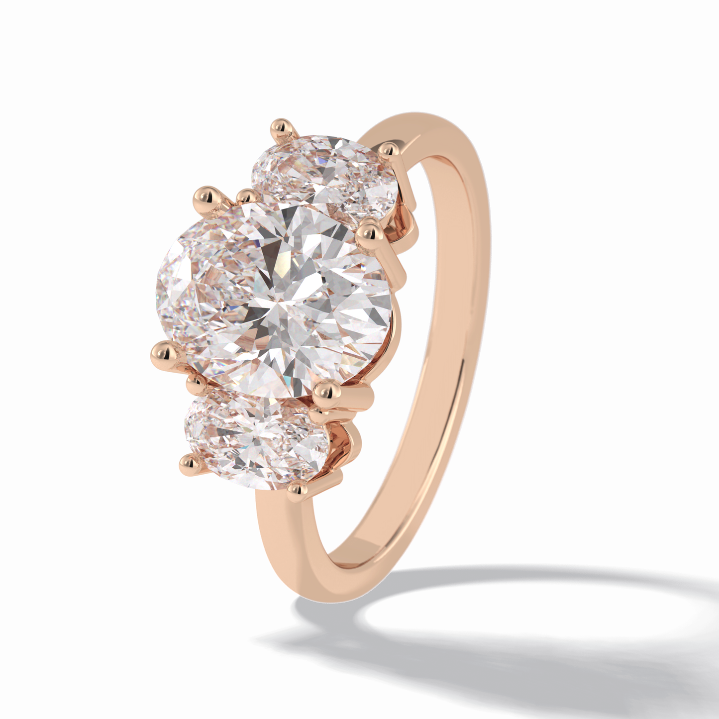 2.05 CT Oval Cut Three Stones Style Moissanite Engagement Rings
